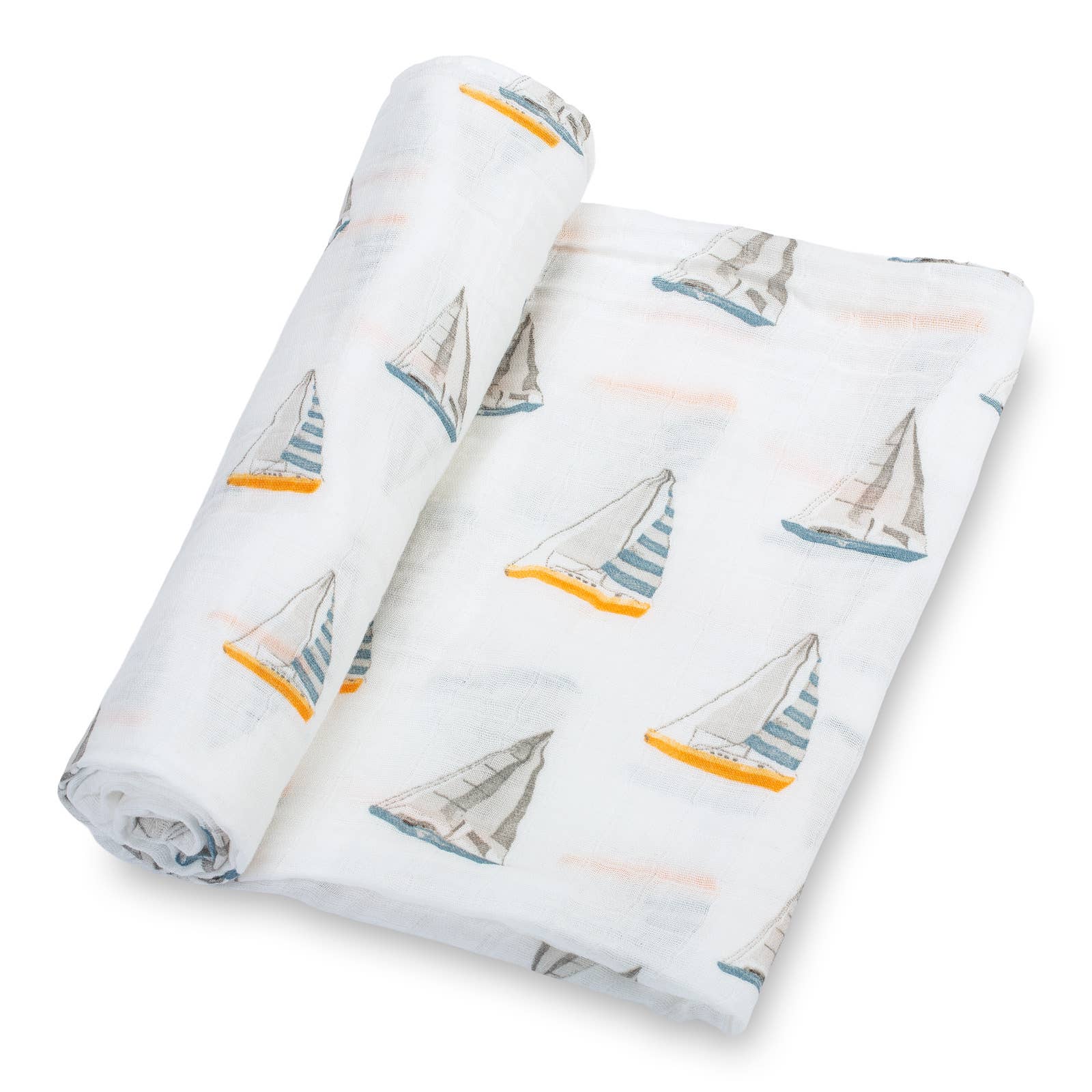 Sailing Away Sailboat Baby Muslin Swaddle Blanket