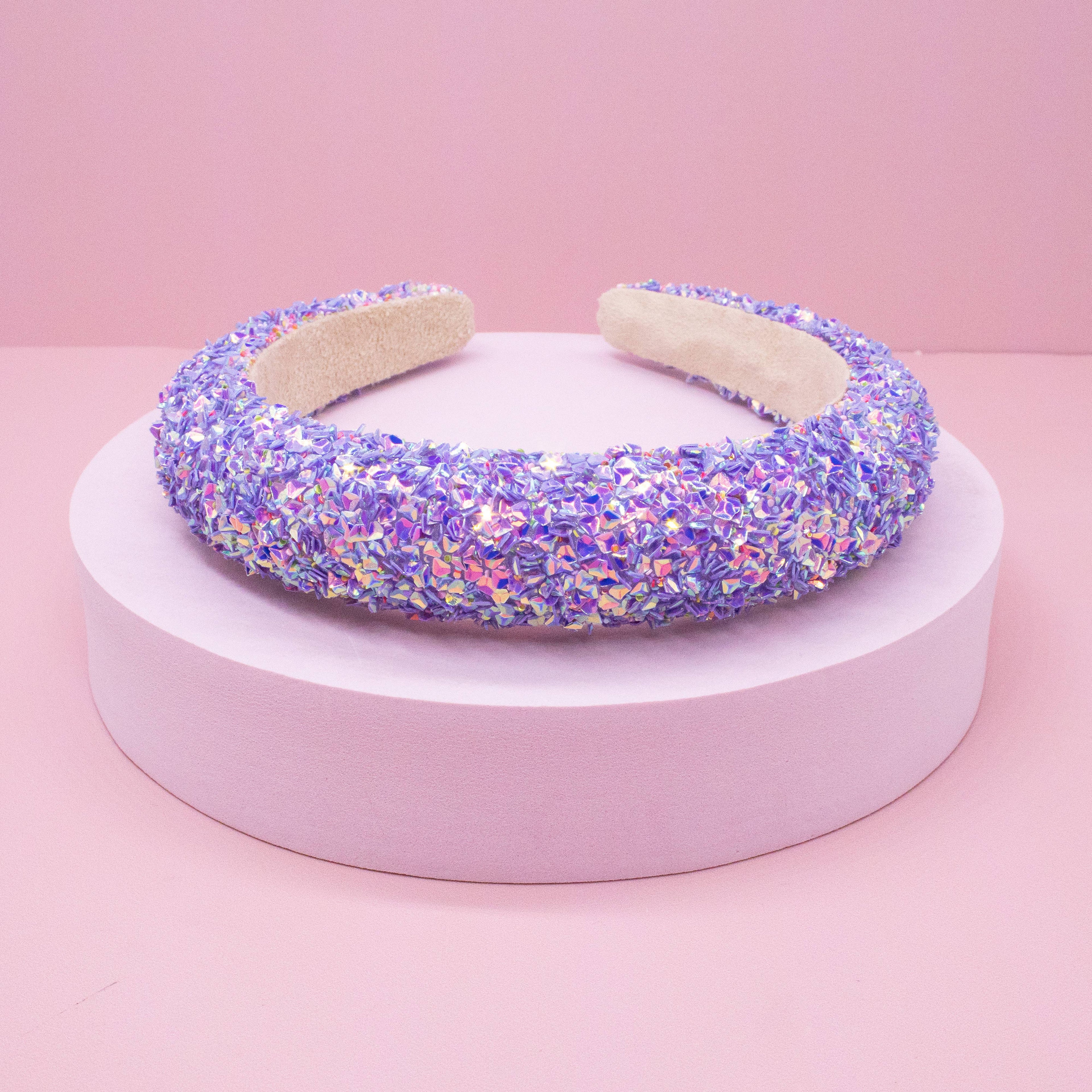 Padded Headband - Chunky Sequin | Purple