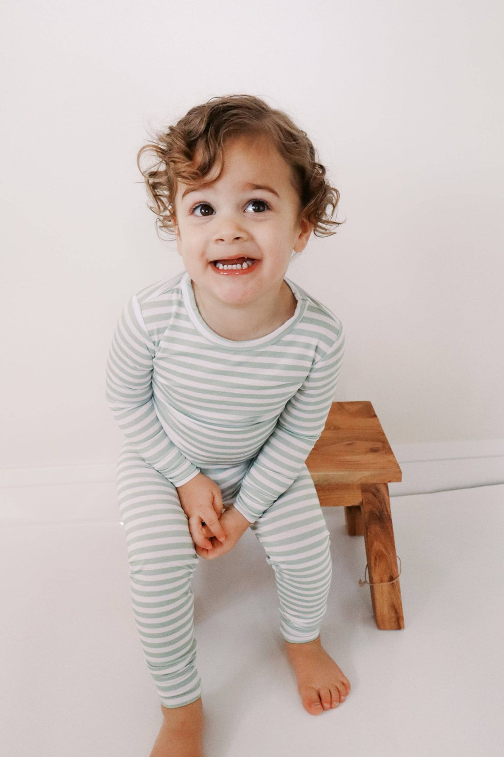 Green Stripe Long Sleeve Pajama Set