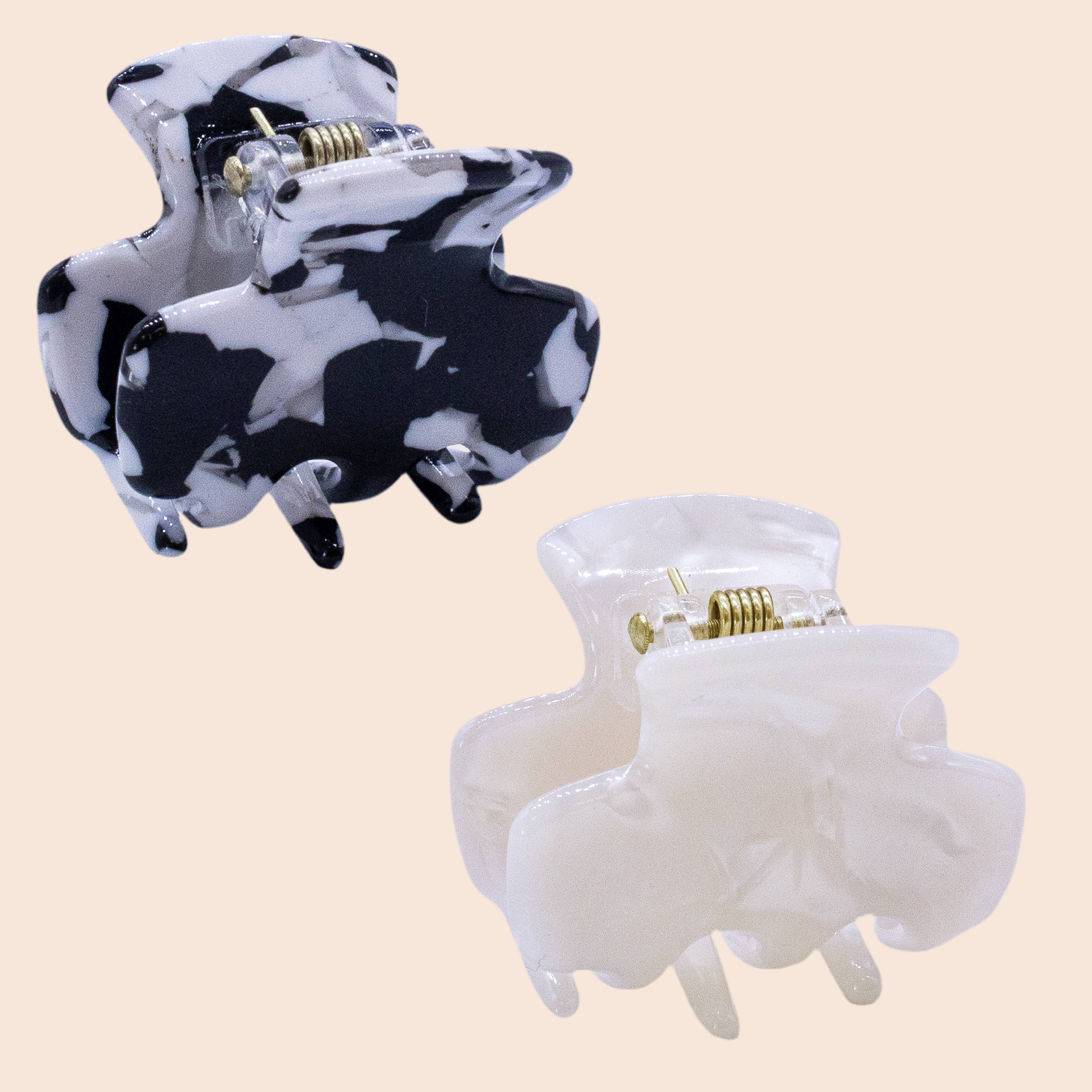 Small Square Tortoise Shell Hair Claw Clips - 2 Pack