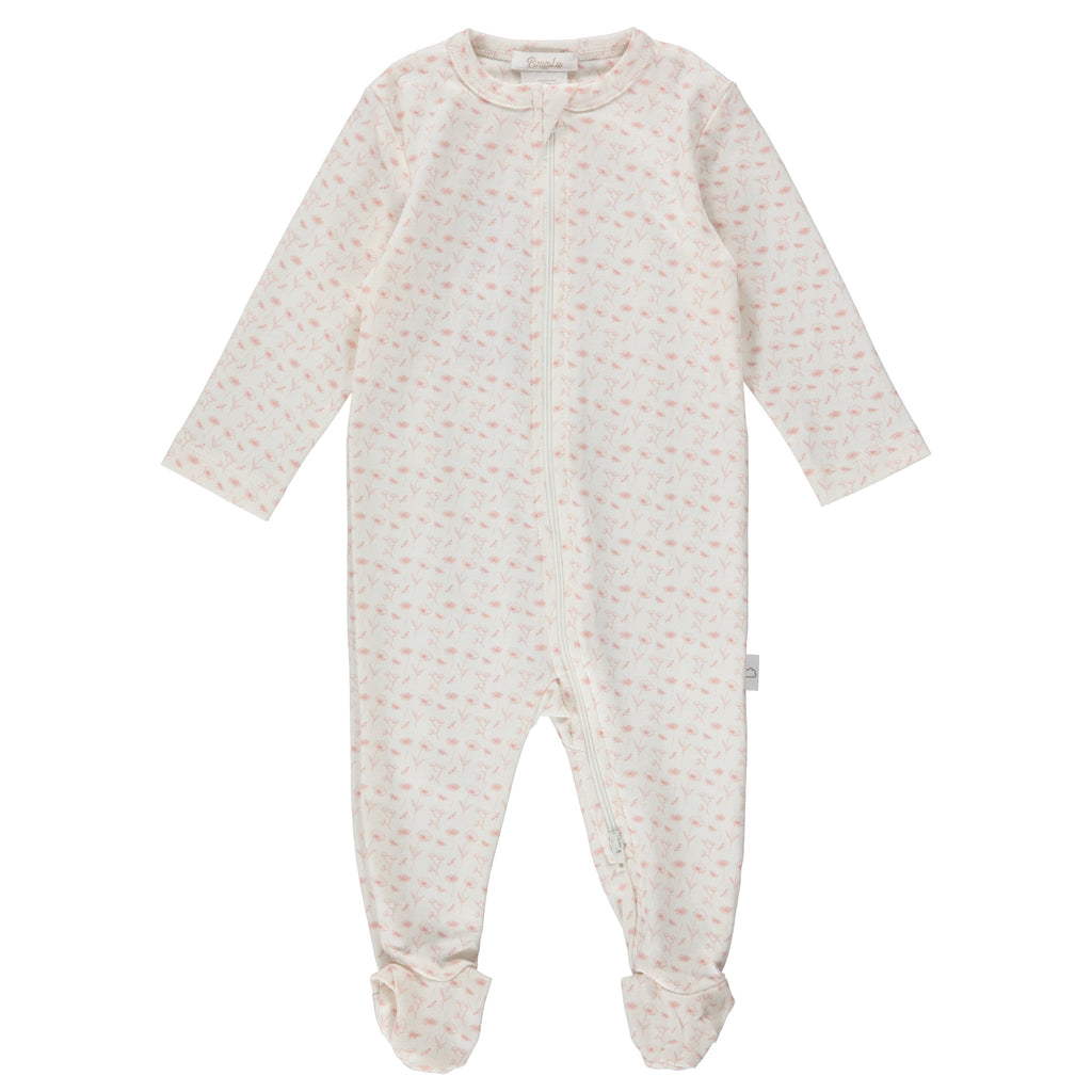 Zipper Baby Footie Onesie - Flowers