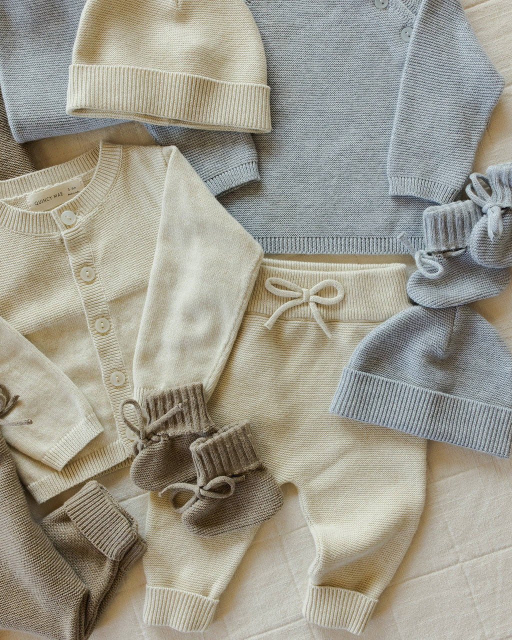 Knit Booties | Heathered Dusty Blue