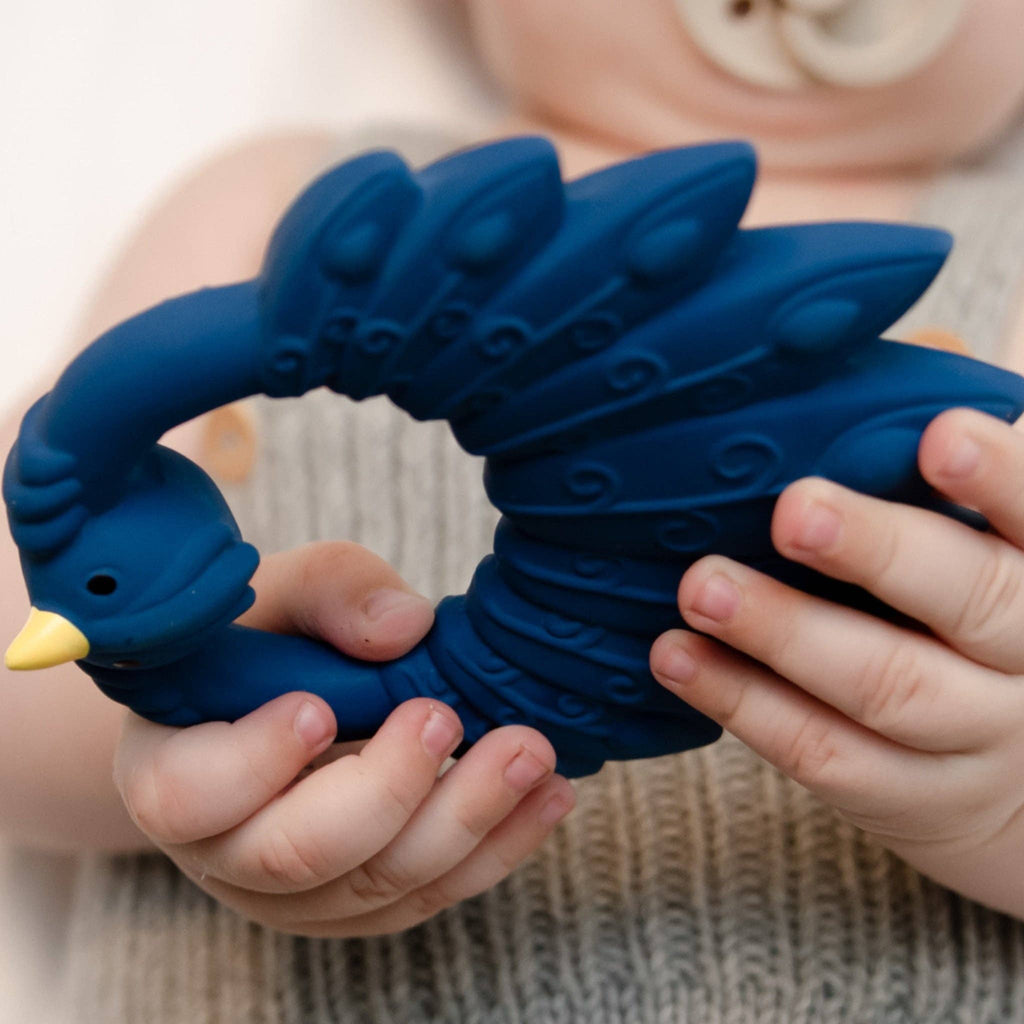 Natural rubber Teether Peacock - Blue