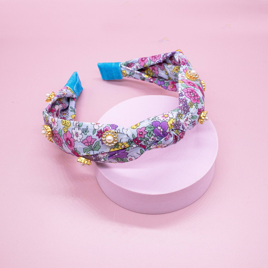 Knot Headband - Rhinestone Pearl | Floral