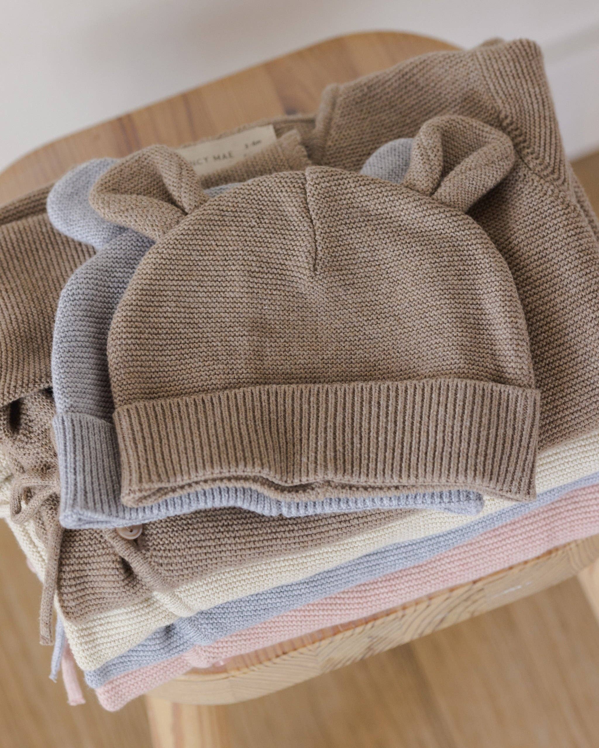 Baby Bear Beanie | Heathered Dusty Blue