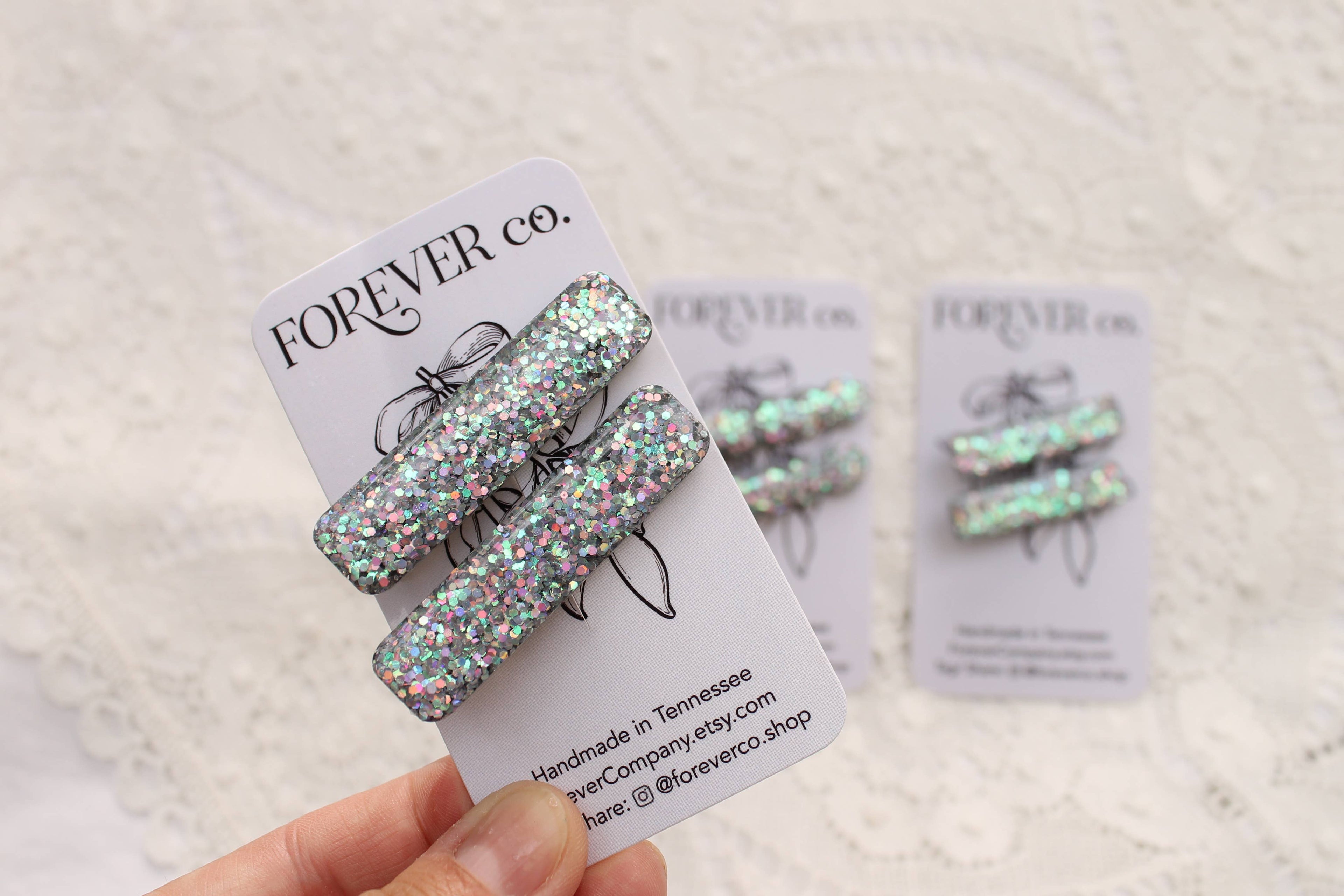 Hair Clips - Silver Rainbow