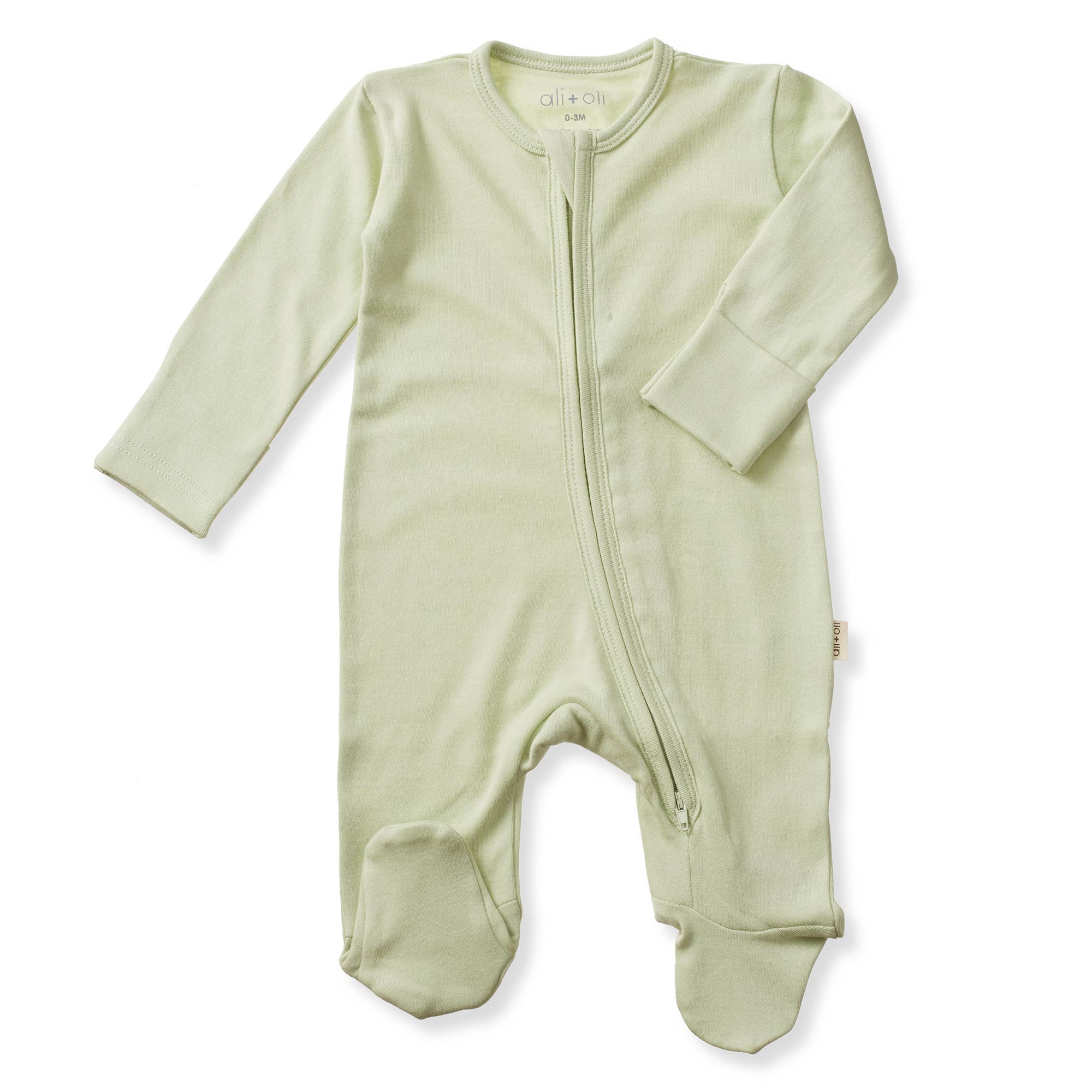 Organic Cotton Baby Footie 2-Way Zipper | Sage