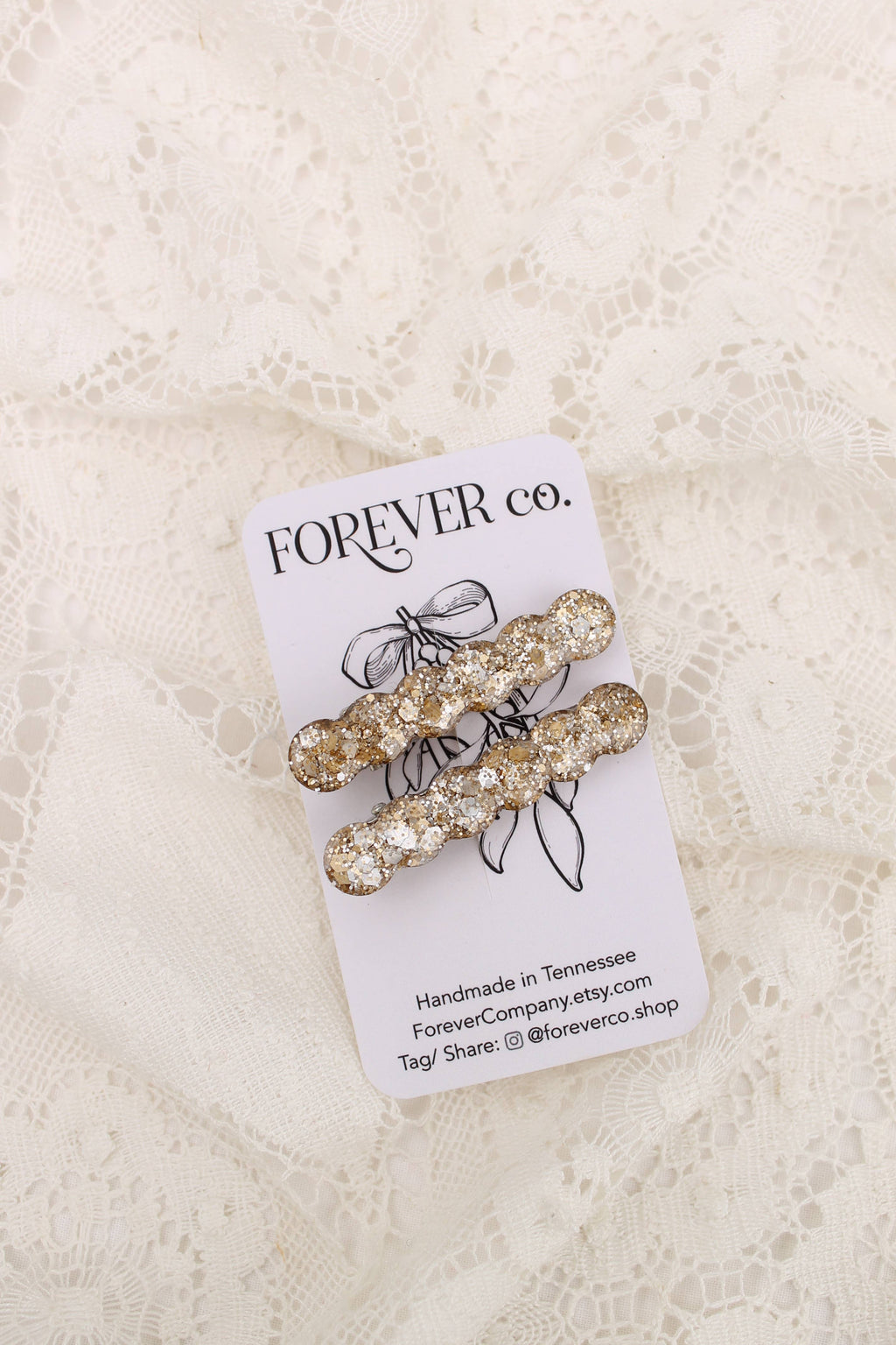Mini Hair Clips - Gold Glitter