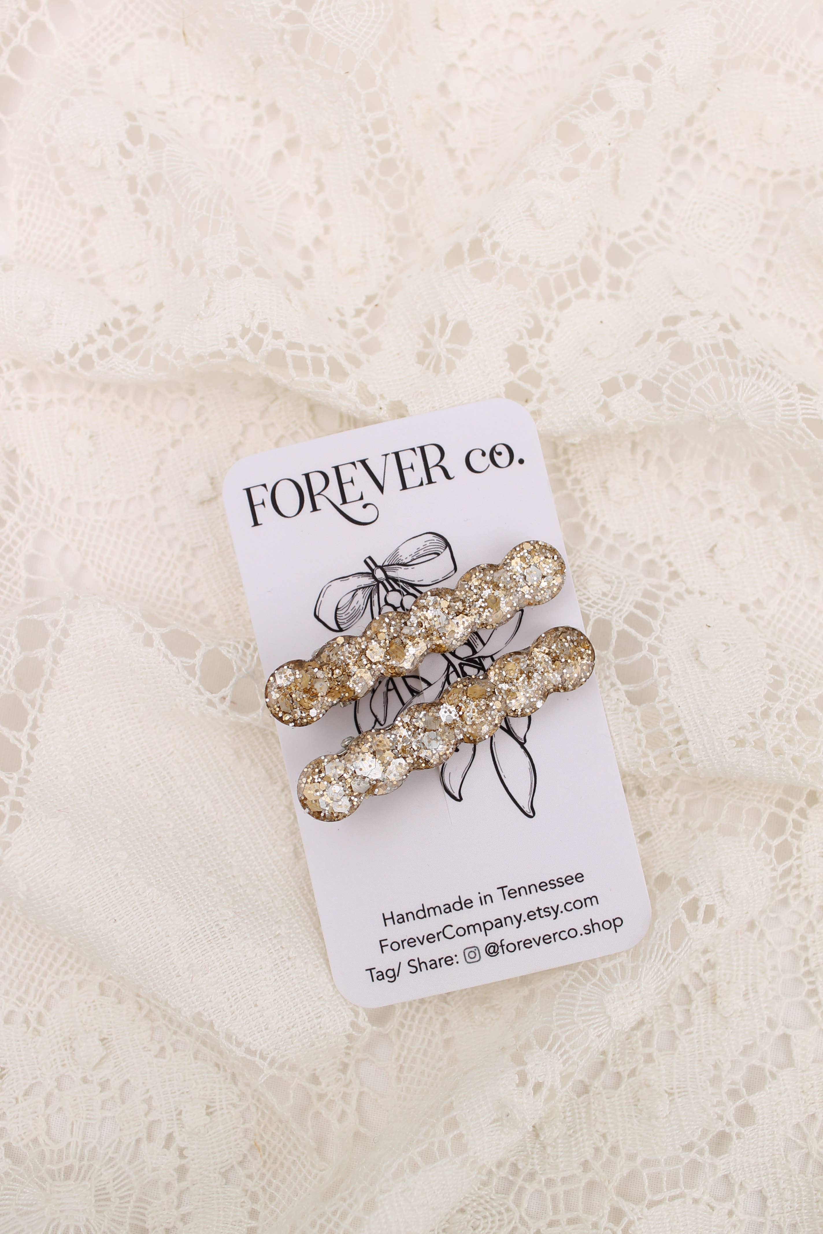Mini Hair Clips - Gold Glitter