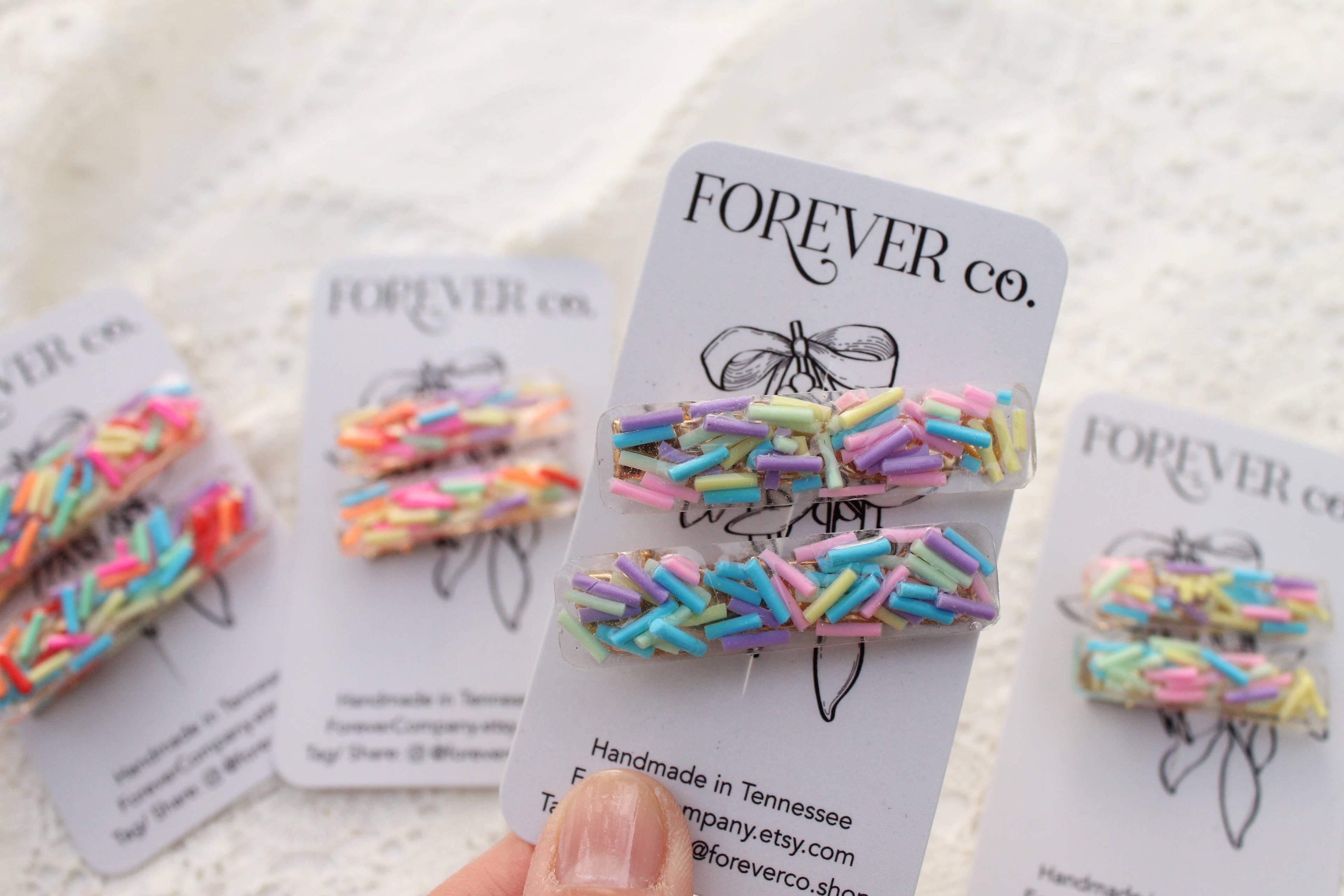 Mini Hair Clips -  Bright Rainbow Ice Cream