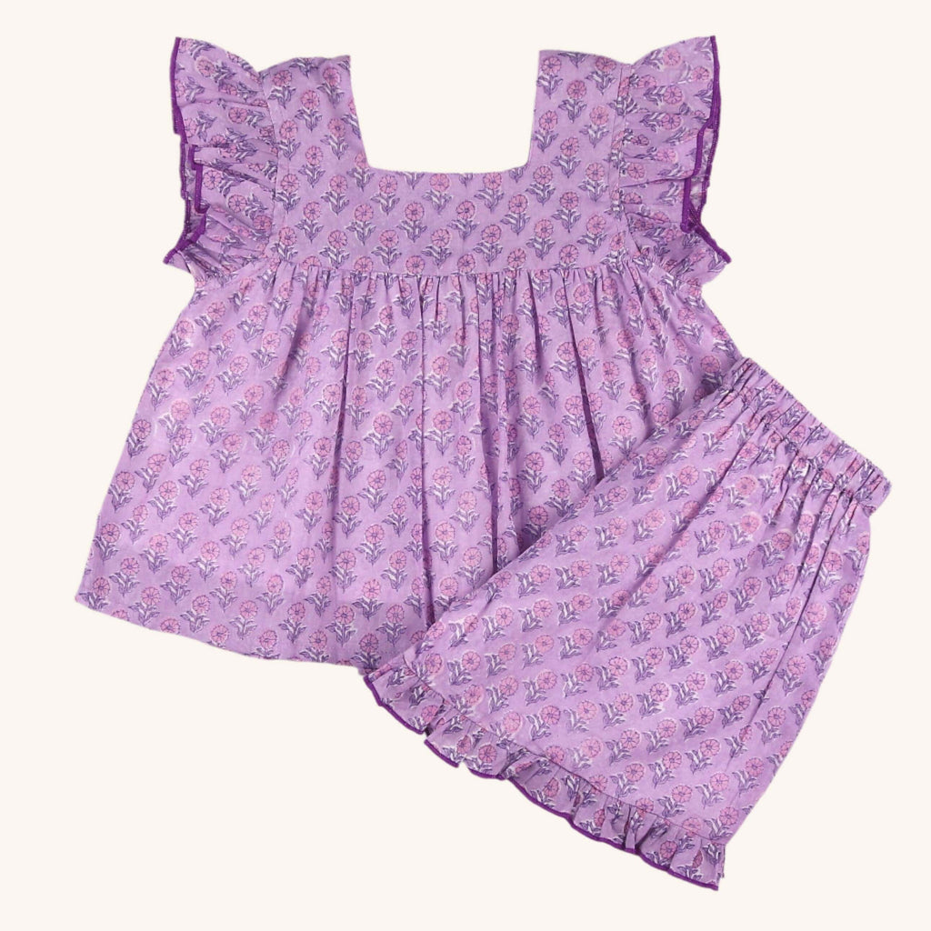 Girls Ruffle Short Set - Orchid