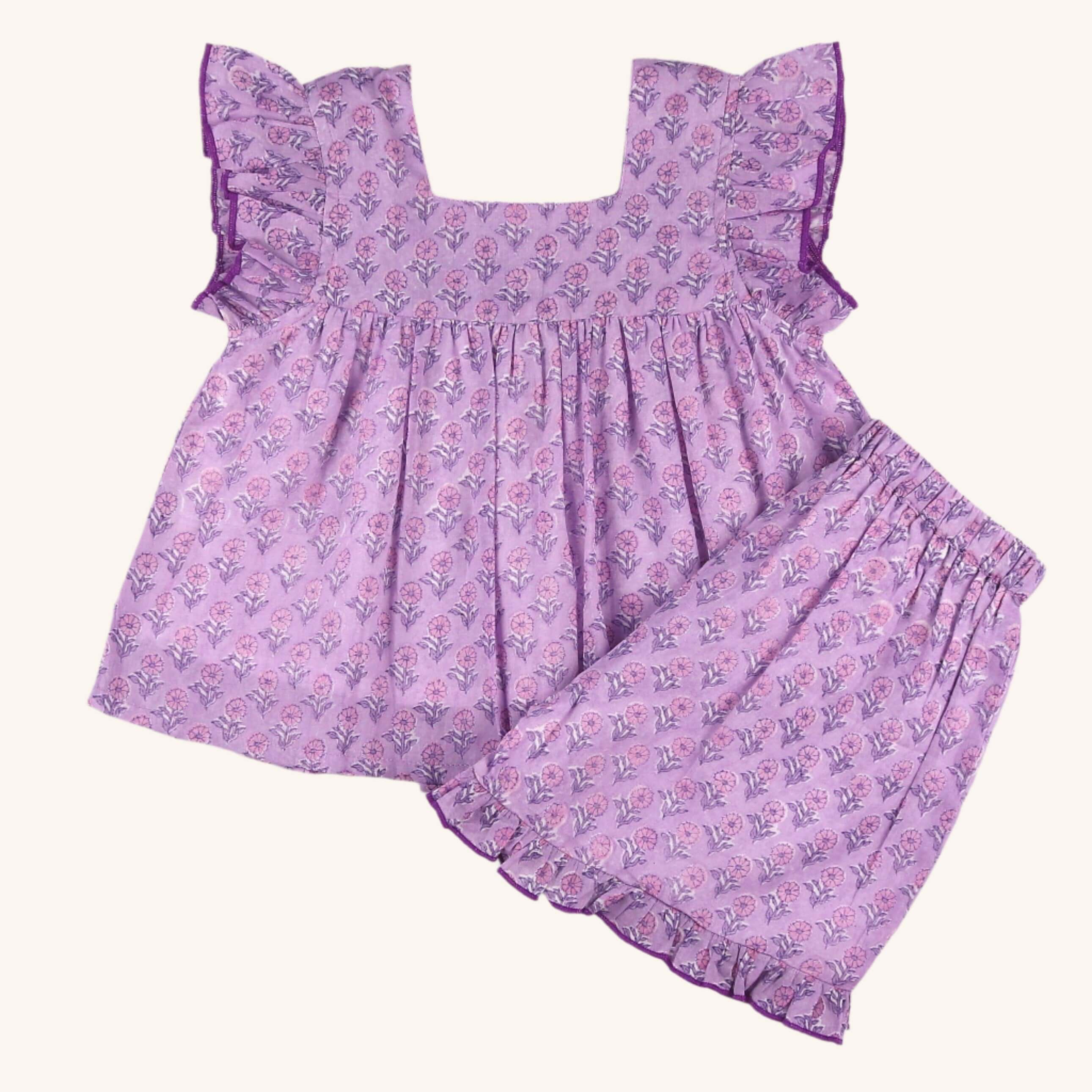 Girls Ruffle Short Set - Orchid