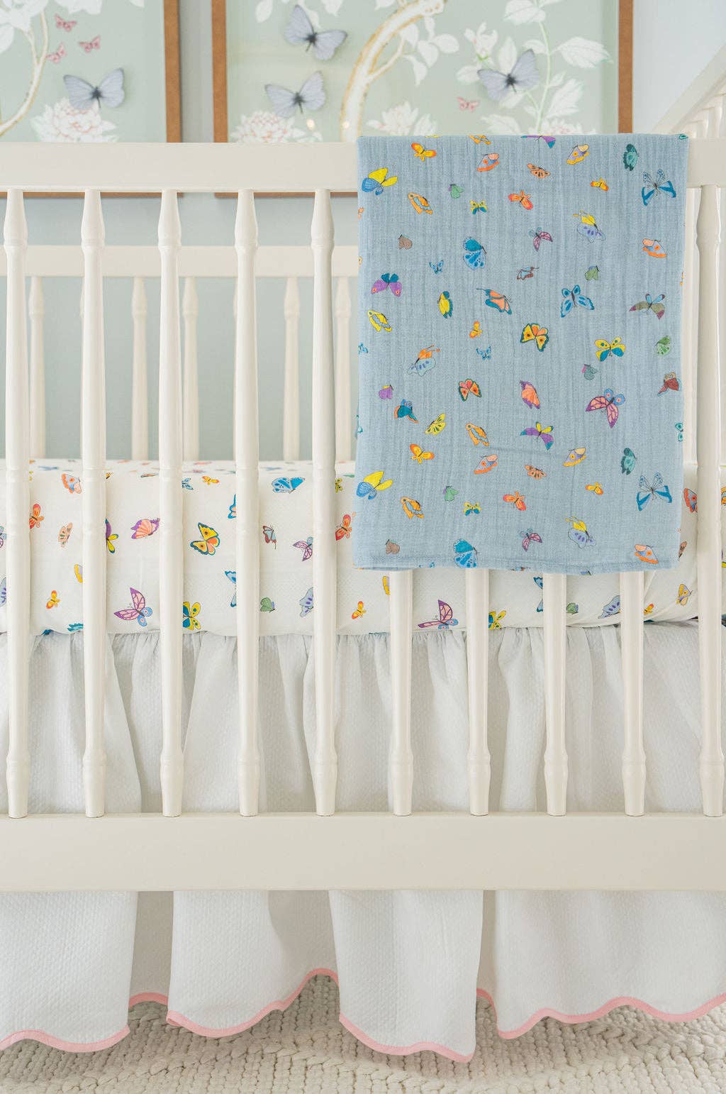 Blue Madame Butterfly Shawl Blanket