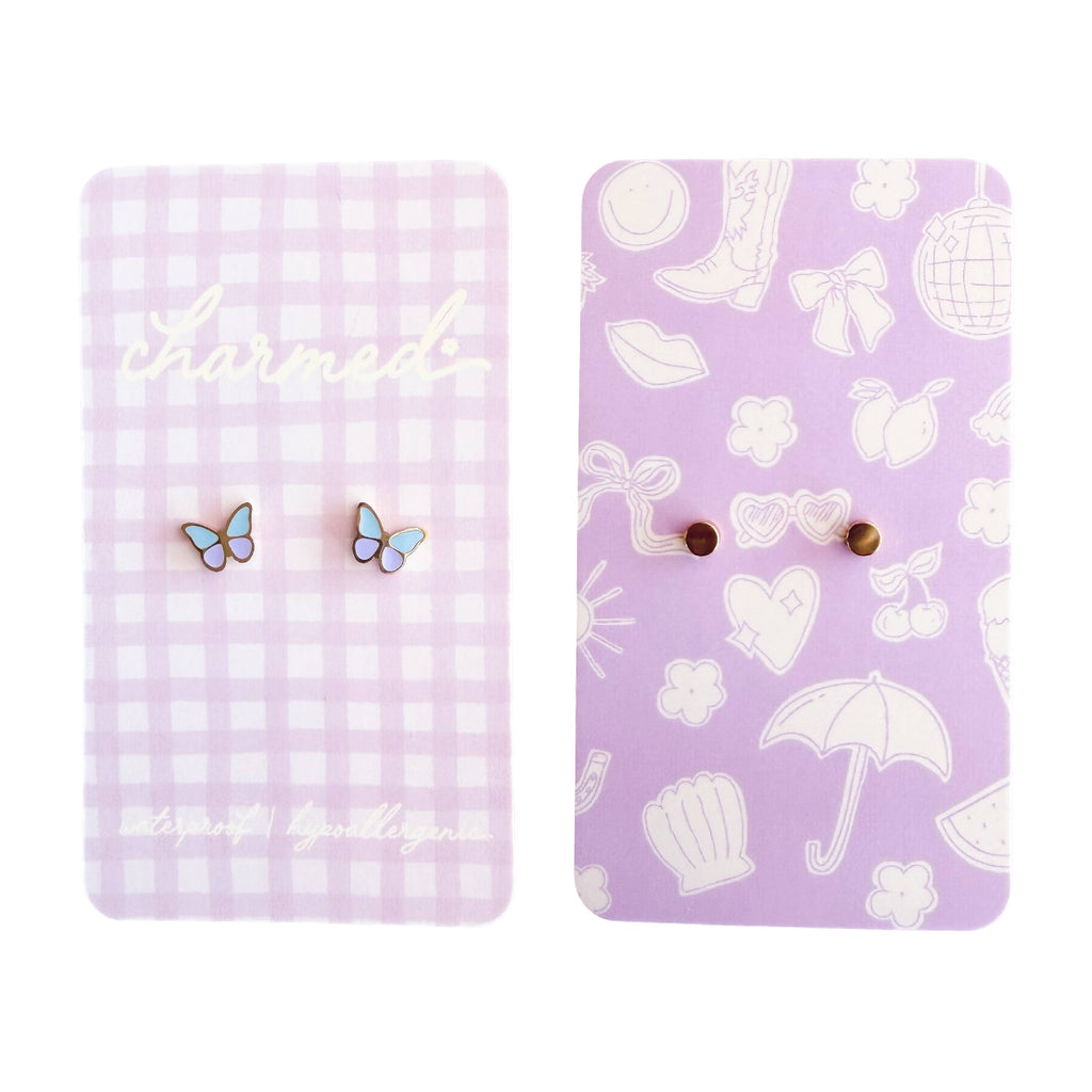 Colored Butterfly Earrings | Hypoallergenic & Screw-back