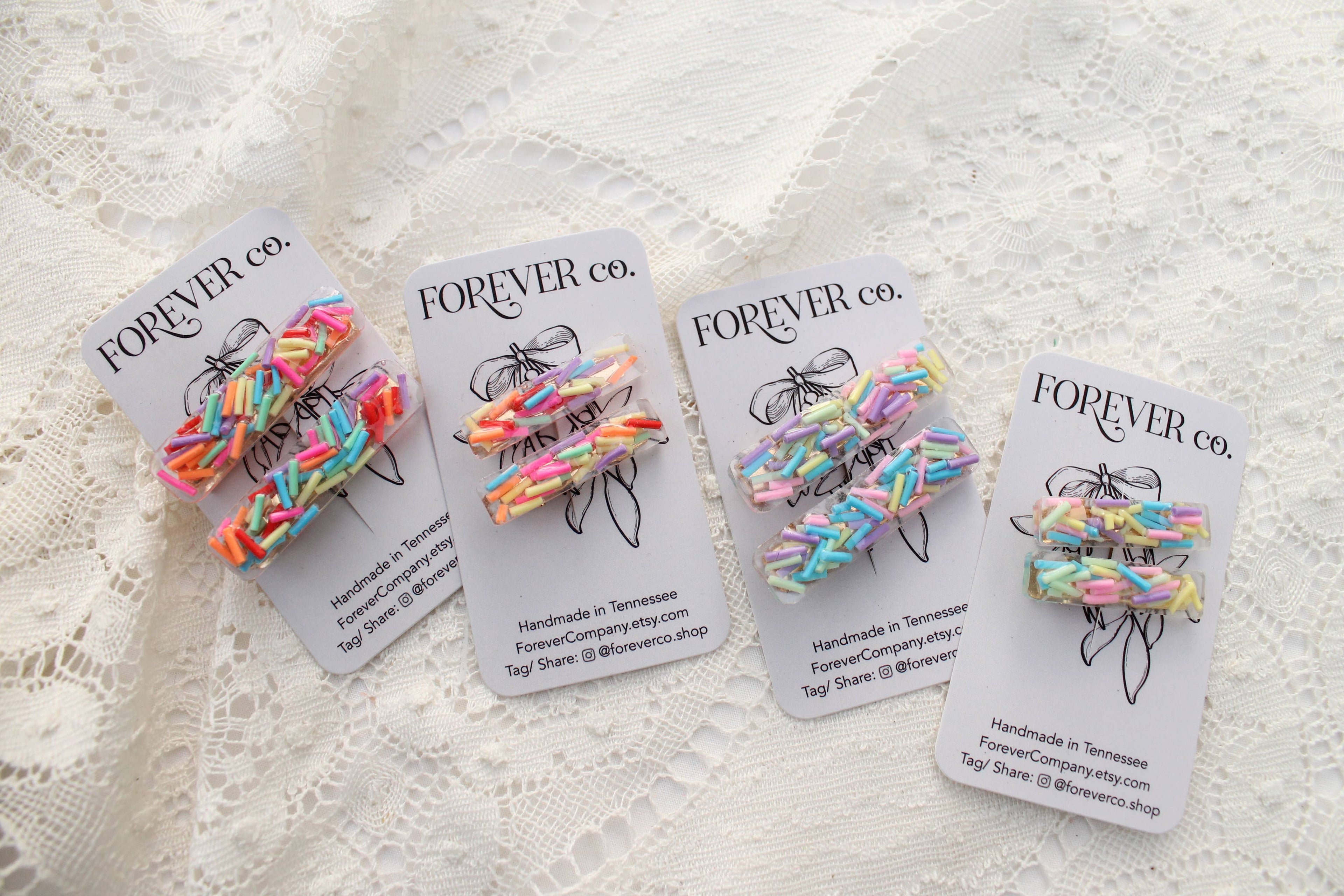 Mini Hair Clips -  Bright Rainbow Ice Cream