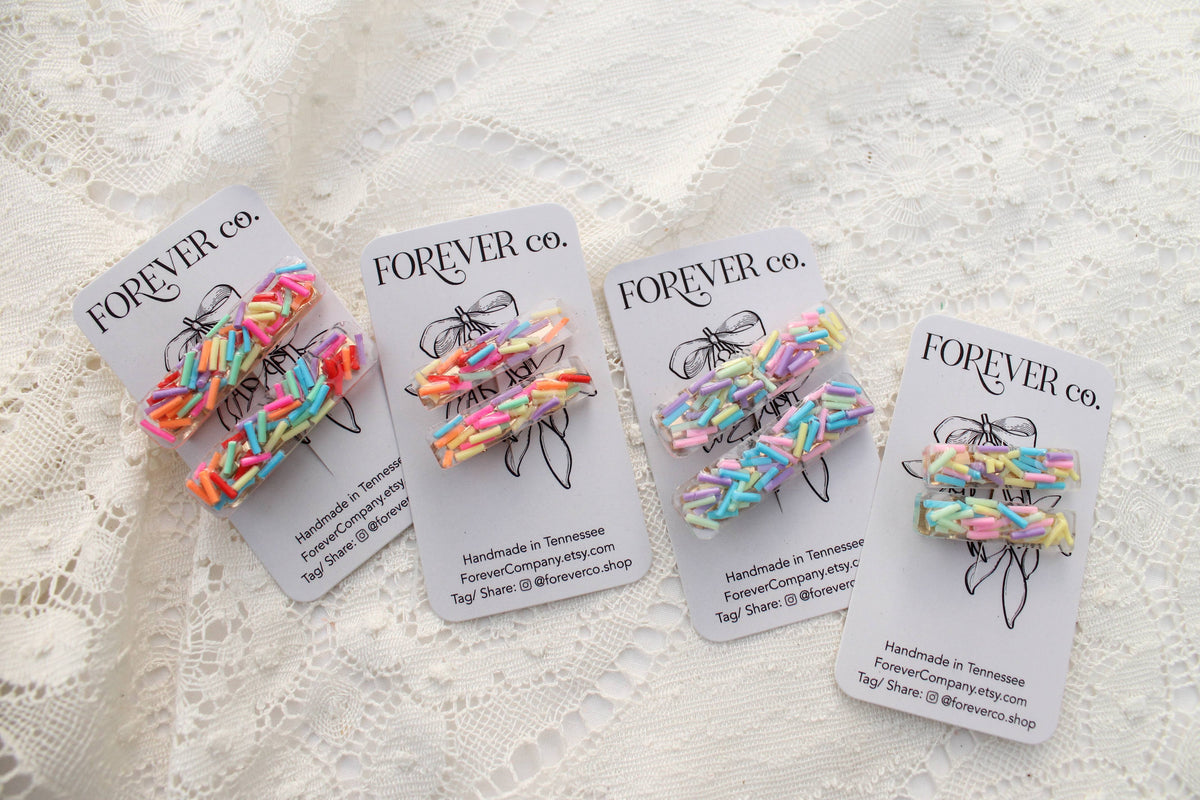 Mini Hair Clips - Pastel Rainbow Ice Cream