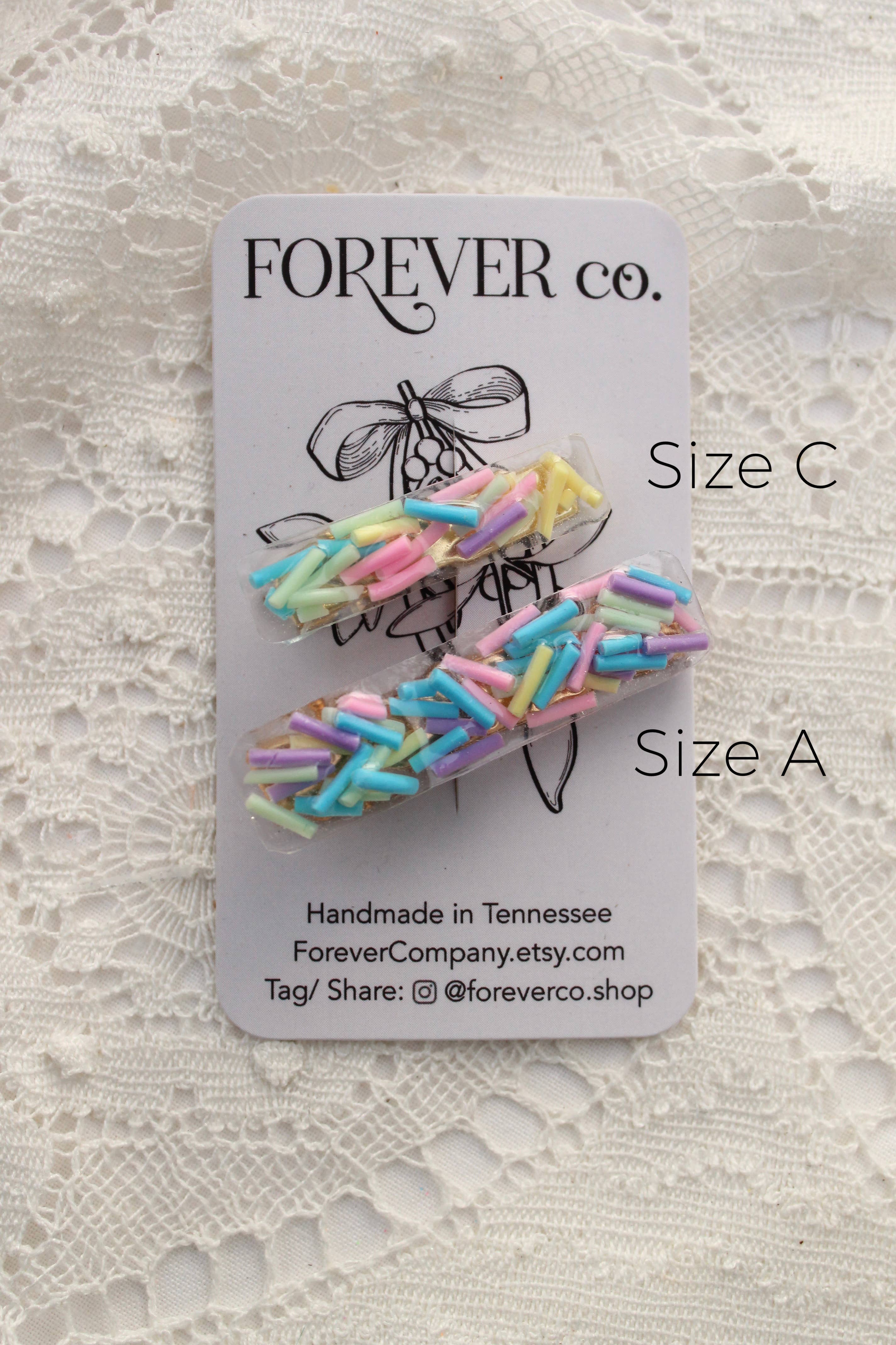 Mini Hair Clips -  Bright Rainbow Ice Cream