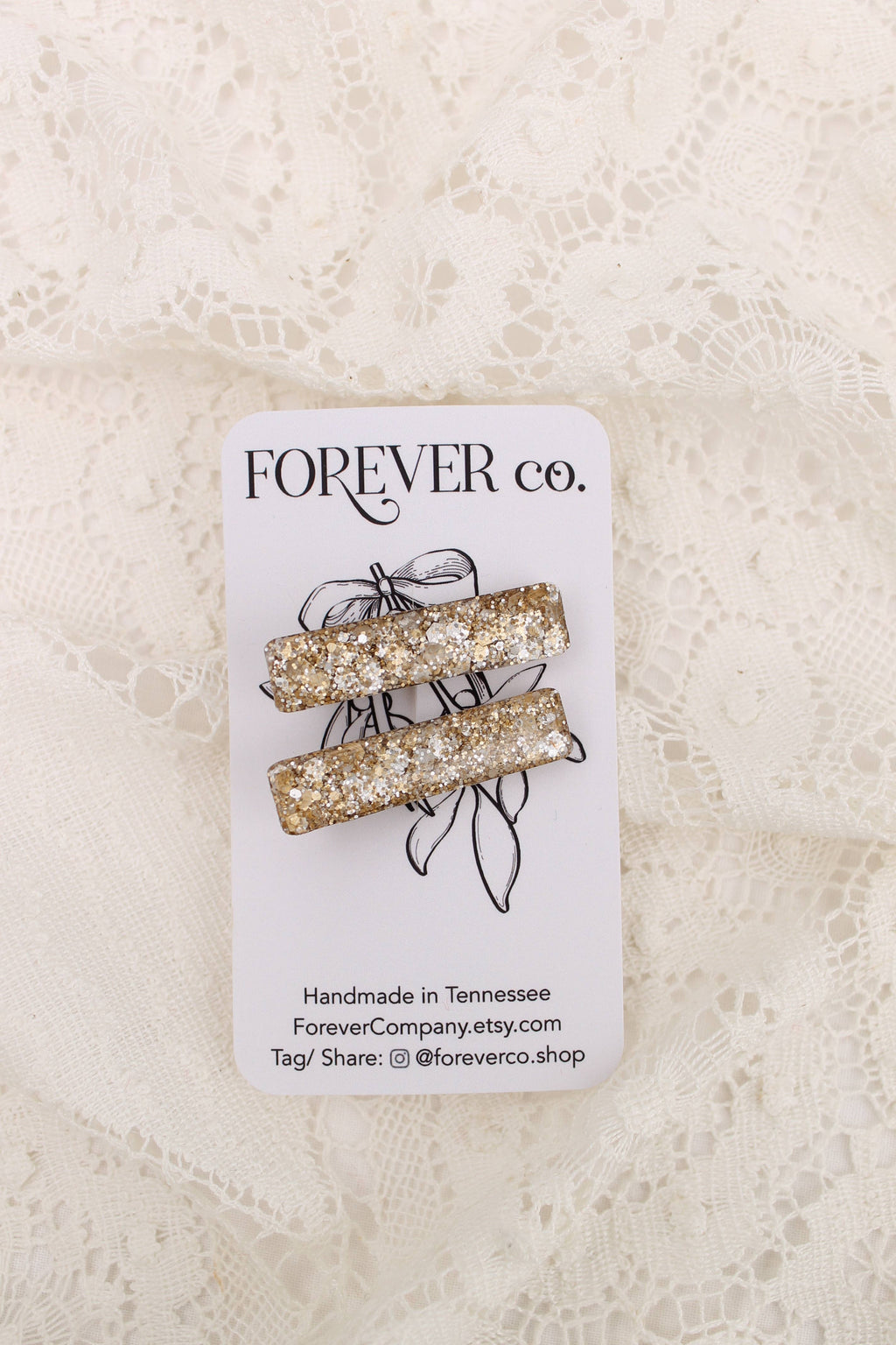Mini Hair Clips - Gold Glitter