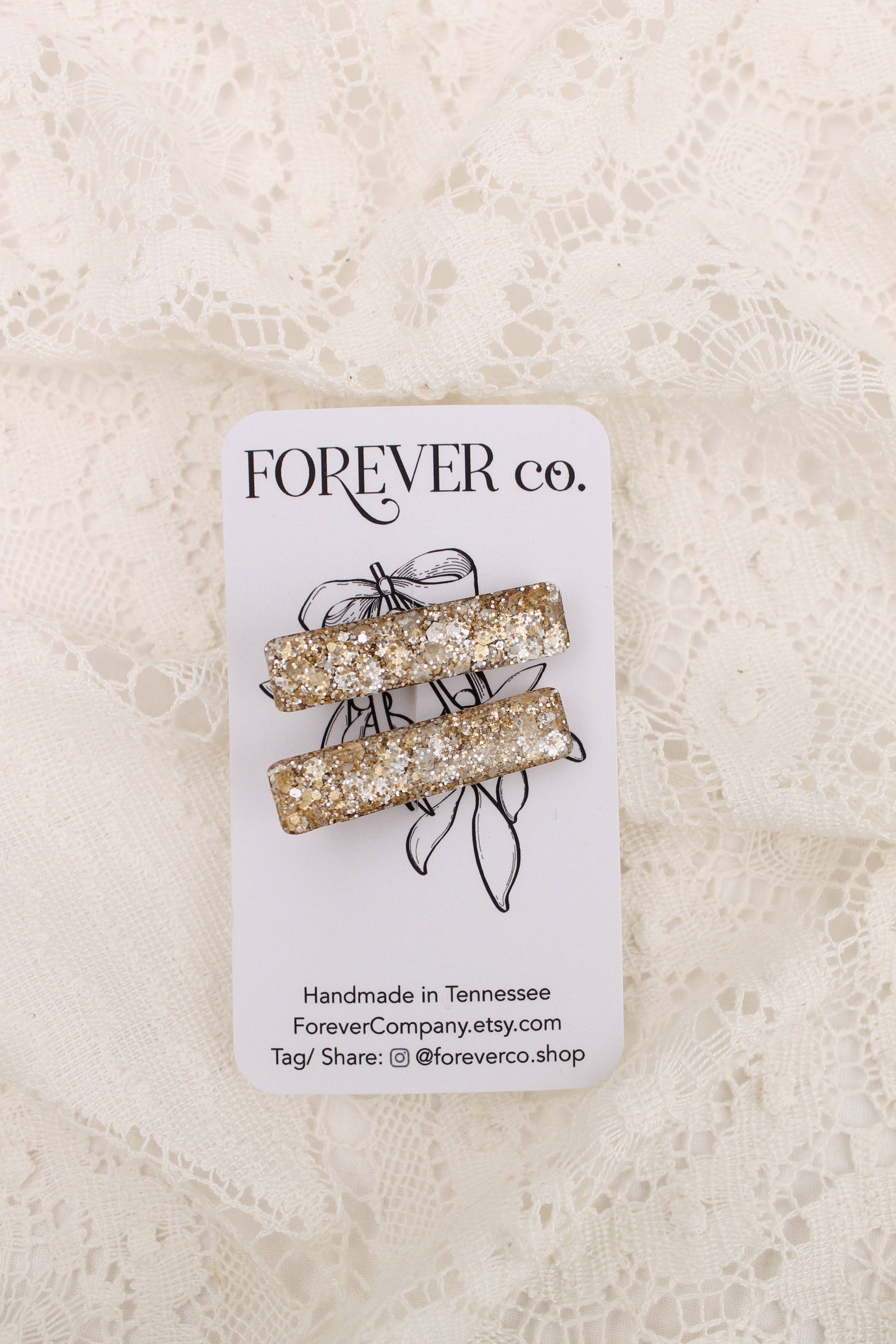 Mini Hair Clips - Gold Glitter