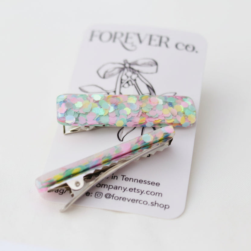 Mini Hair Clips - Glitter Sparkle Pastel