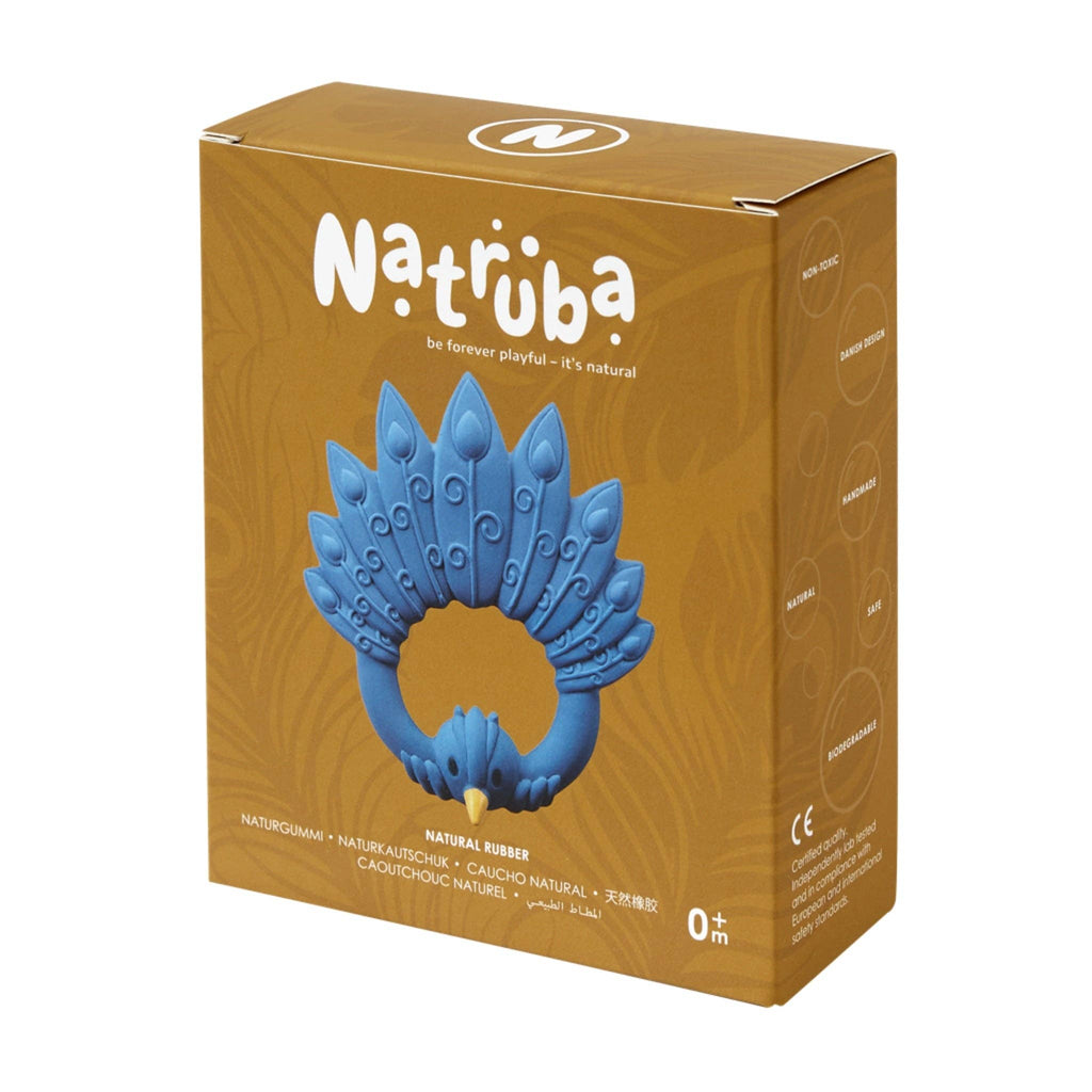 Natural rubber Teether Peacock - Blue