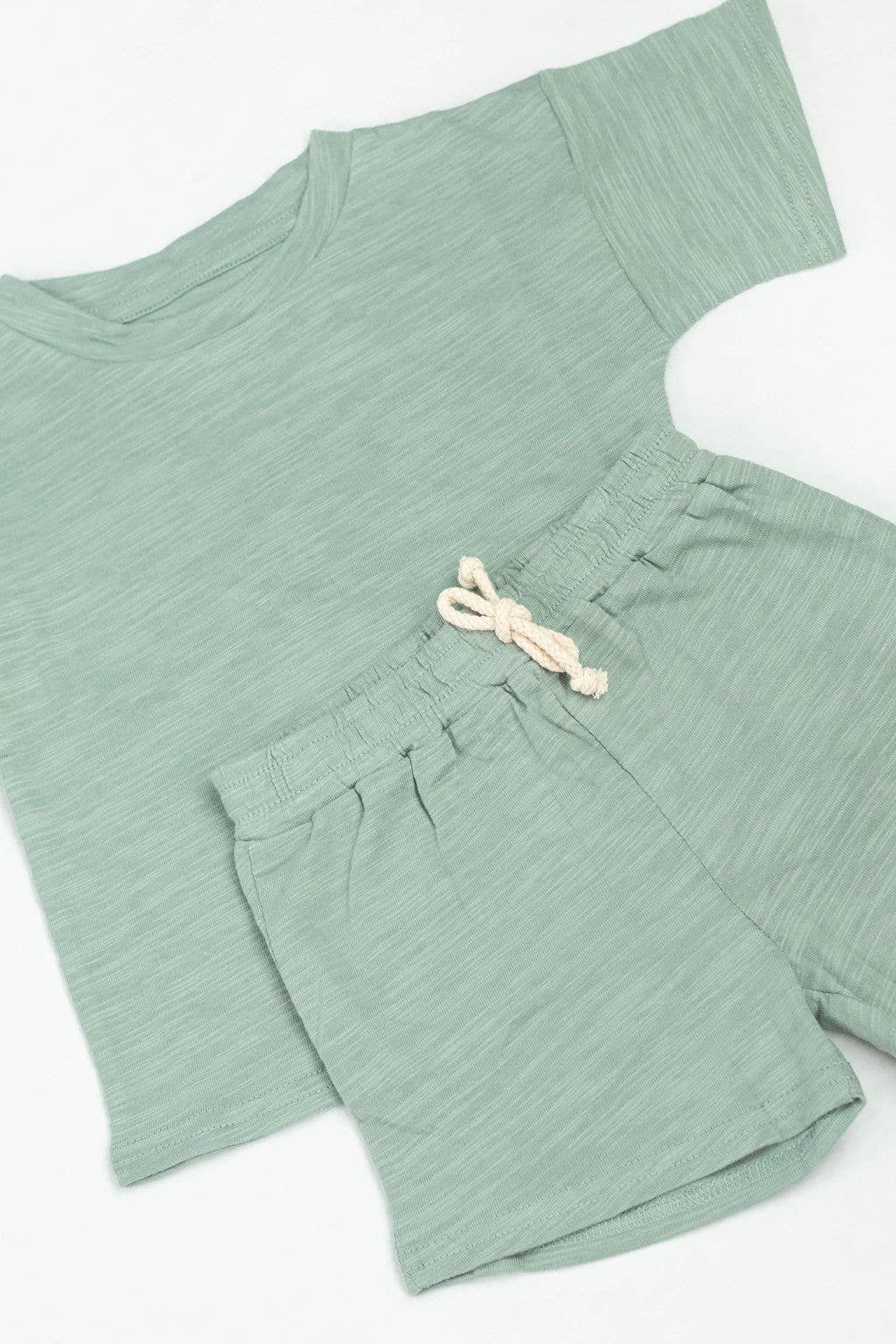 Organic Short Sleeve Kids Lounge Set - Sage