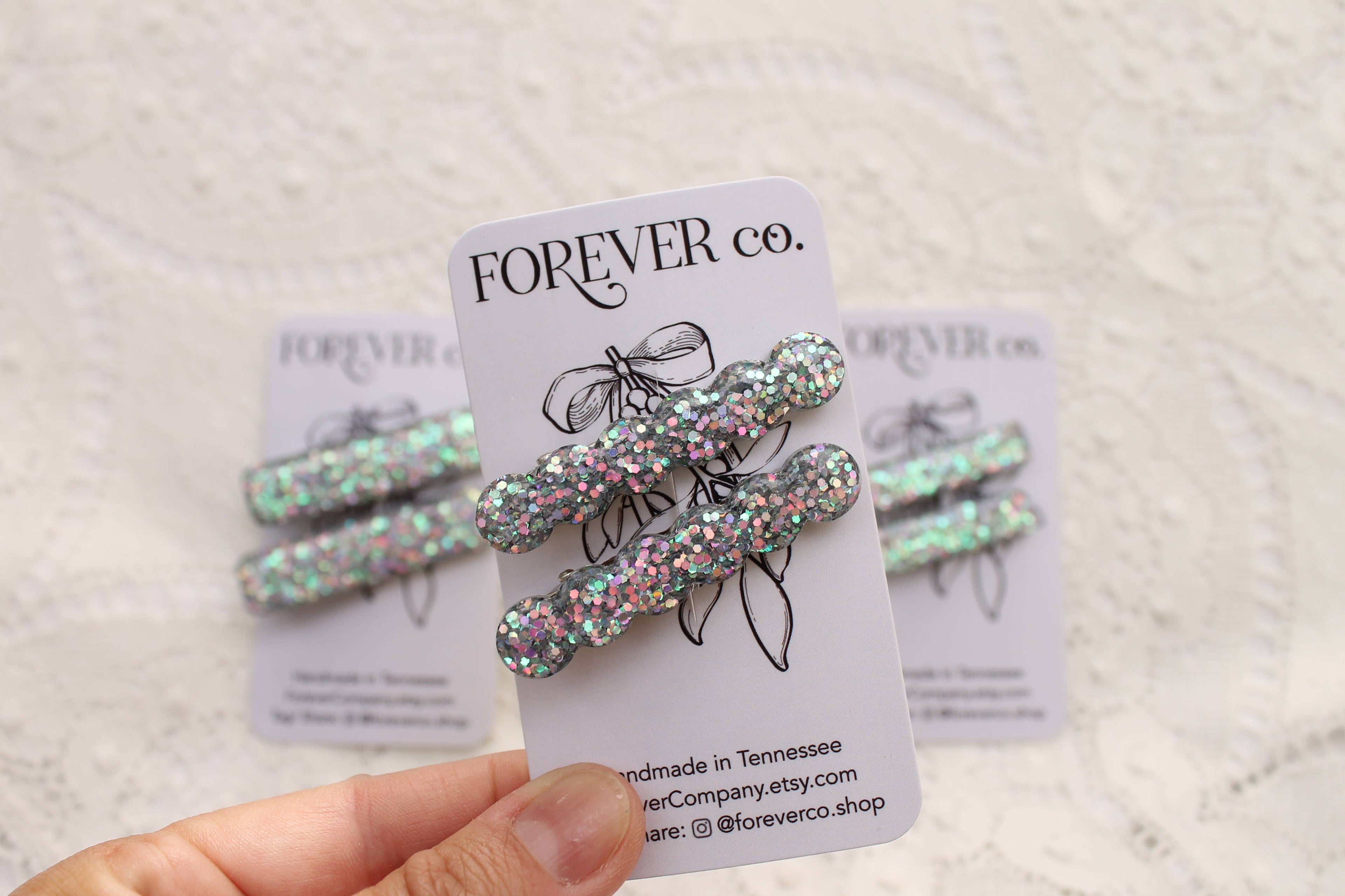 Hair Clips - Silver Rainbow