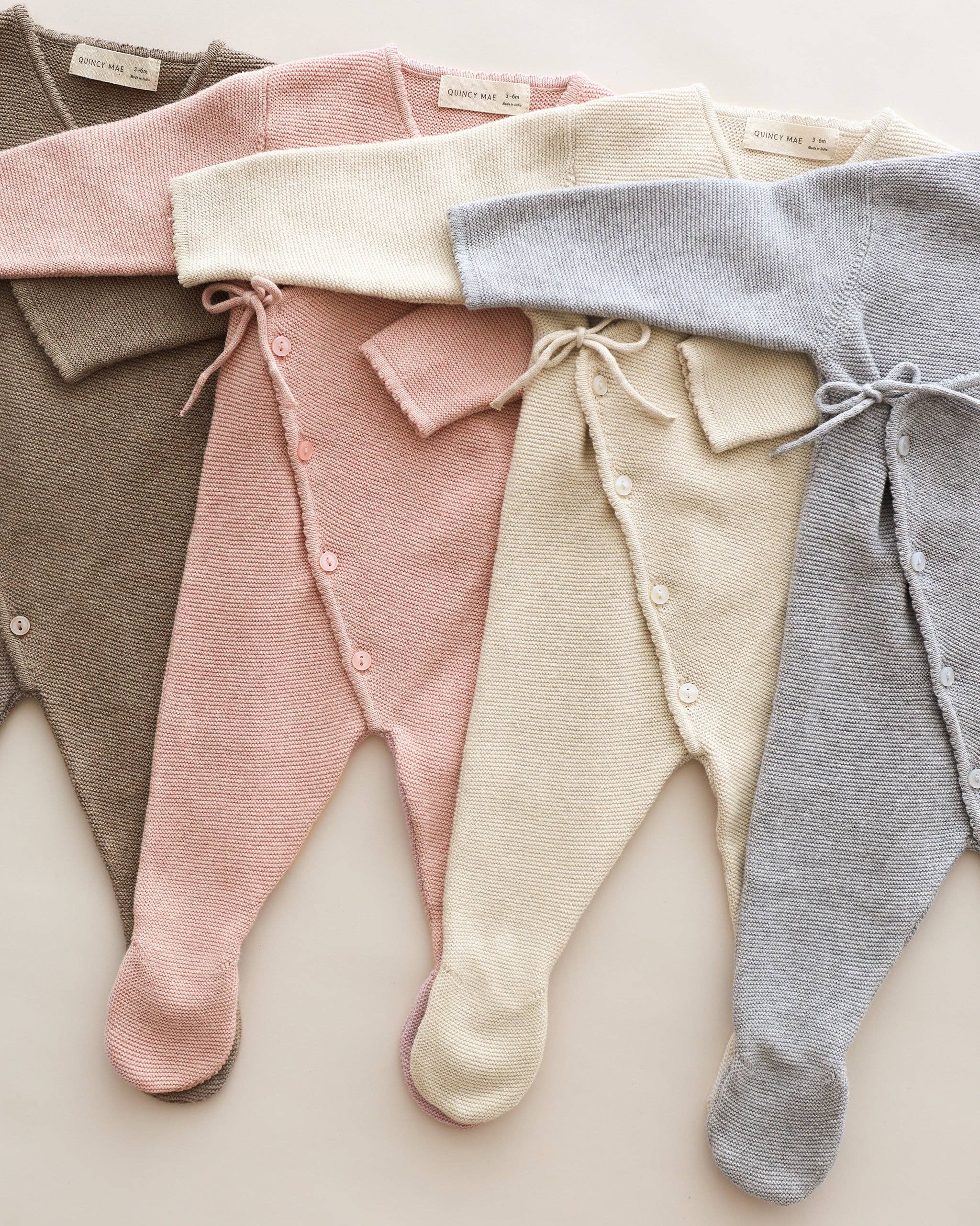 Wrap Knit Footie | Heathered Dusty Blue
