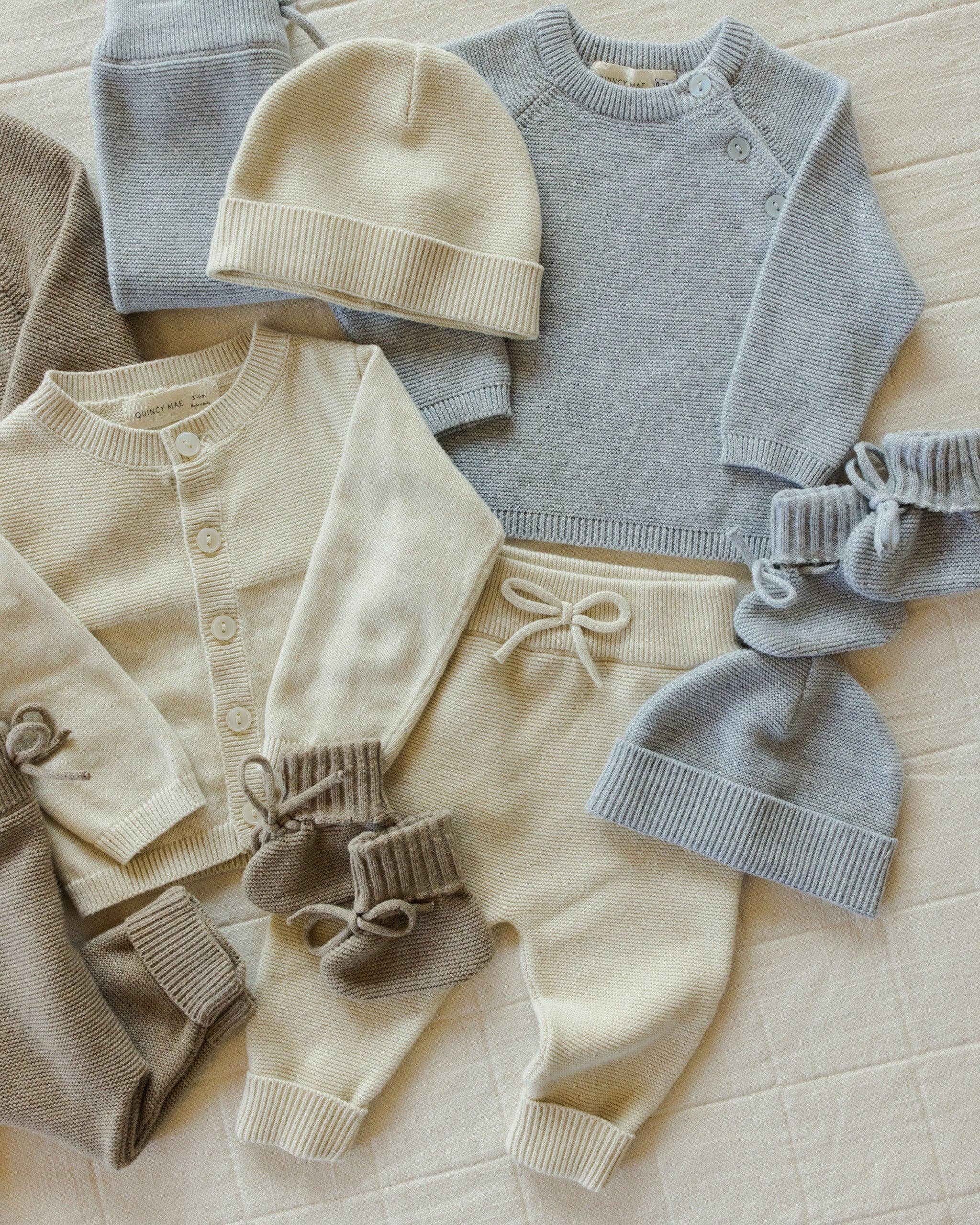 Knit Booties | Heathered Dusty Blue