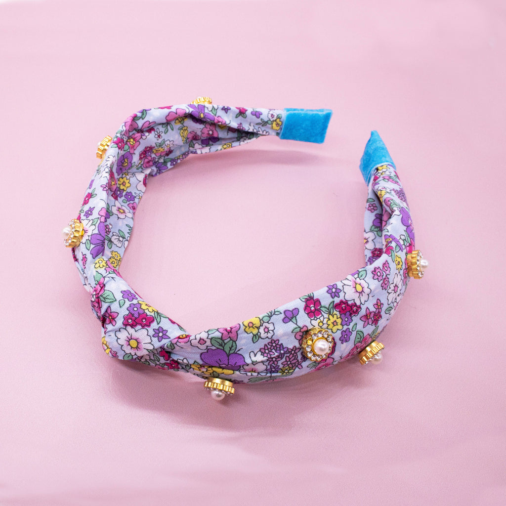 Knot Headband - Rhinestone Pearl | Floral
