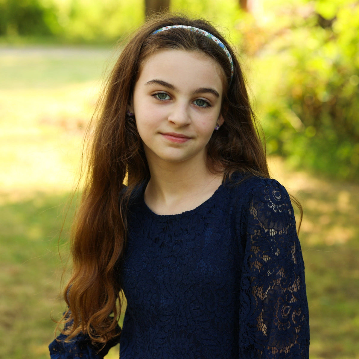 Thin Floral Headband - Purple