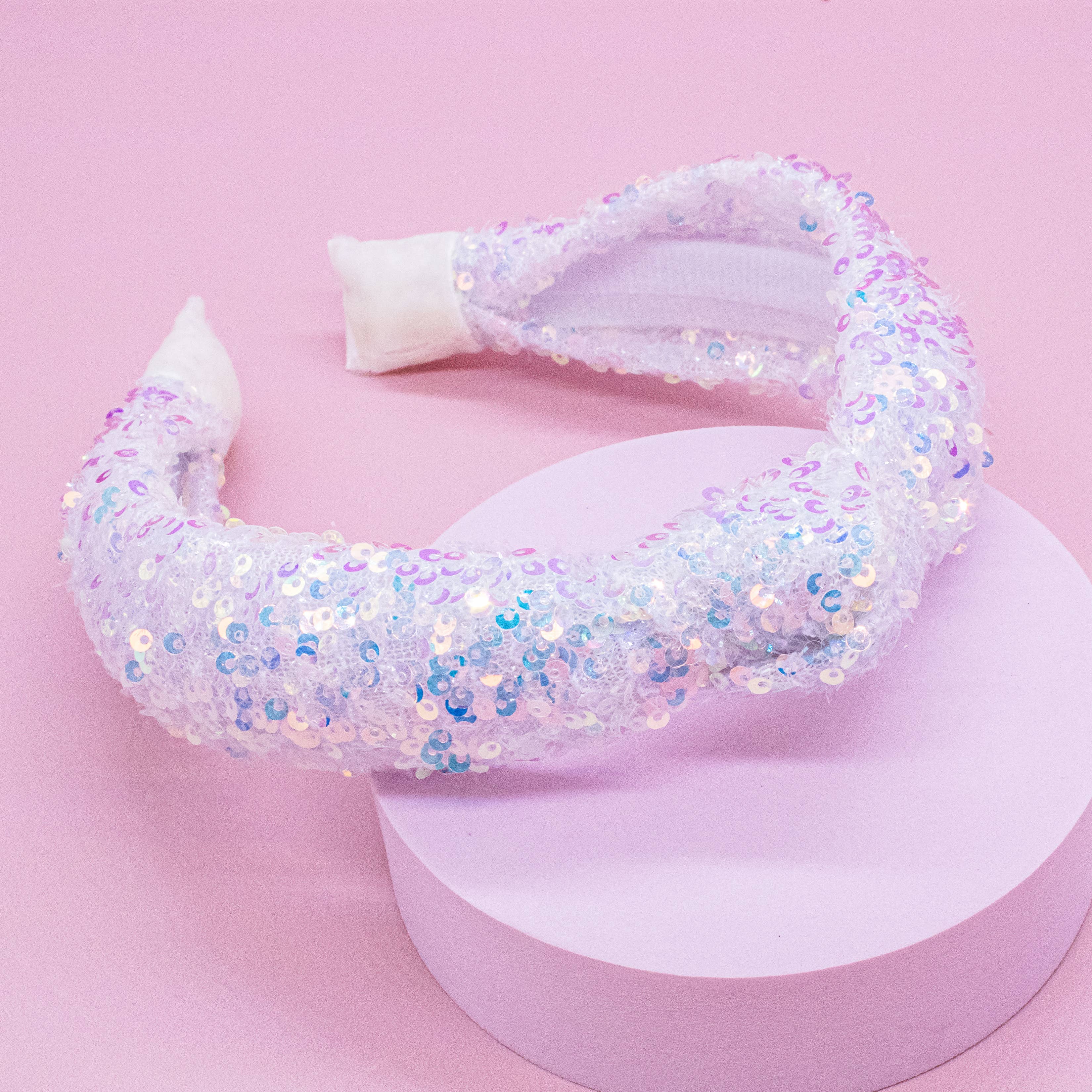 Knot Headband - Sequin | White