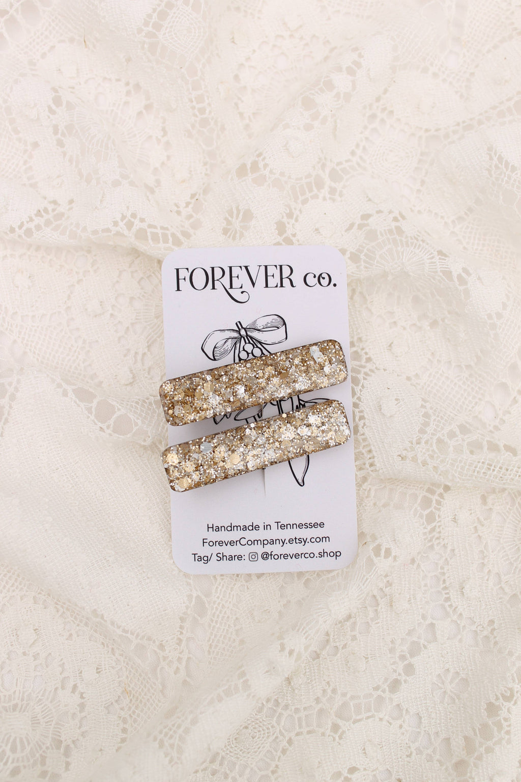 Mini Hair Clips - Gold Glitter