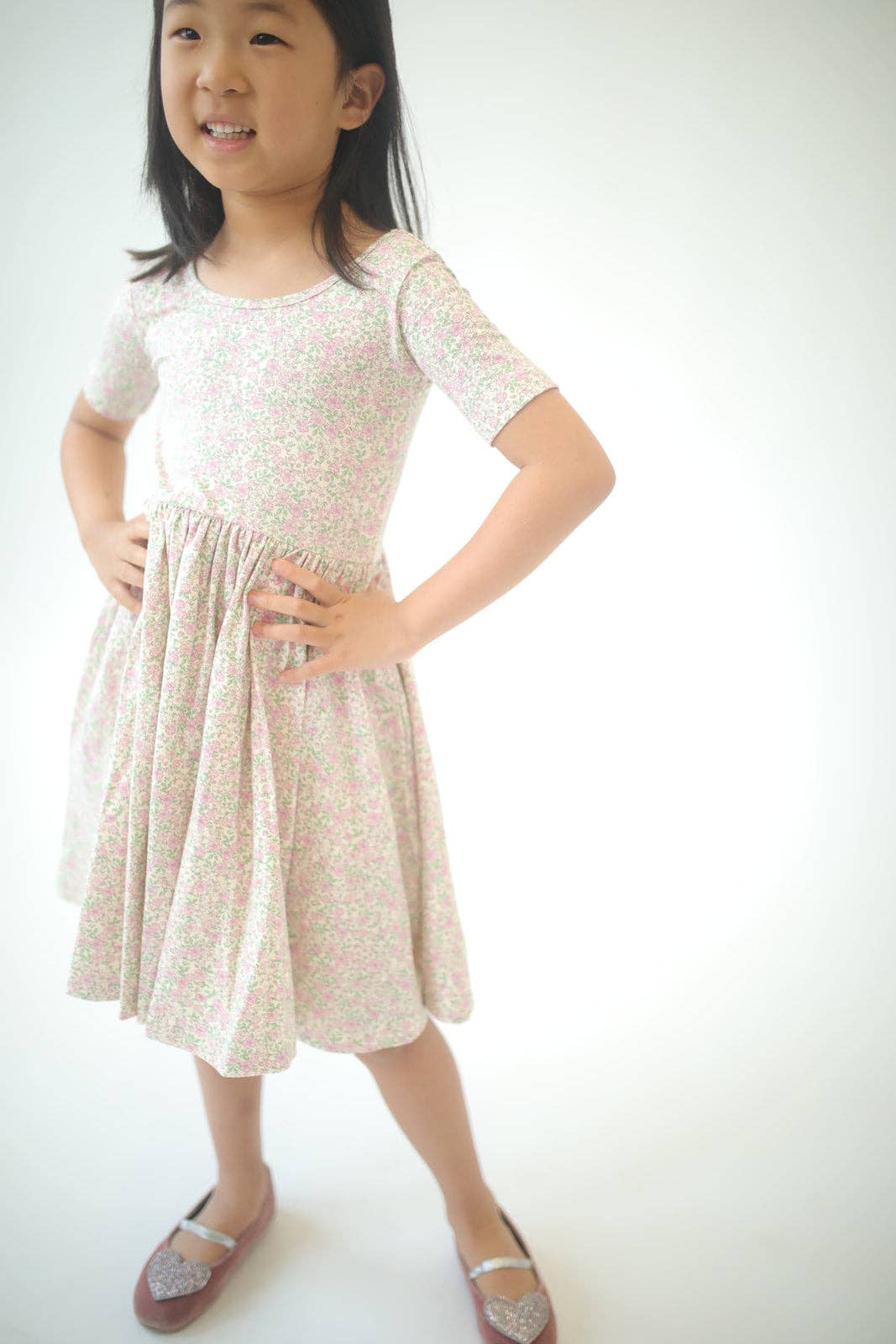 Short Sleeve Twirl Dress | Bella Pink Floral