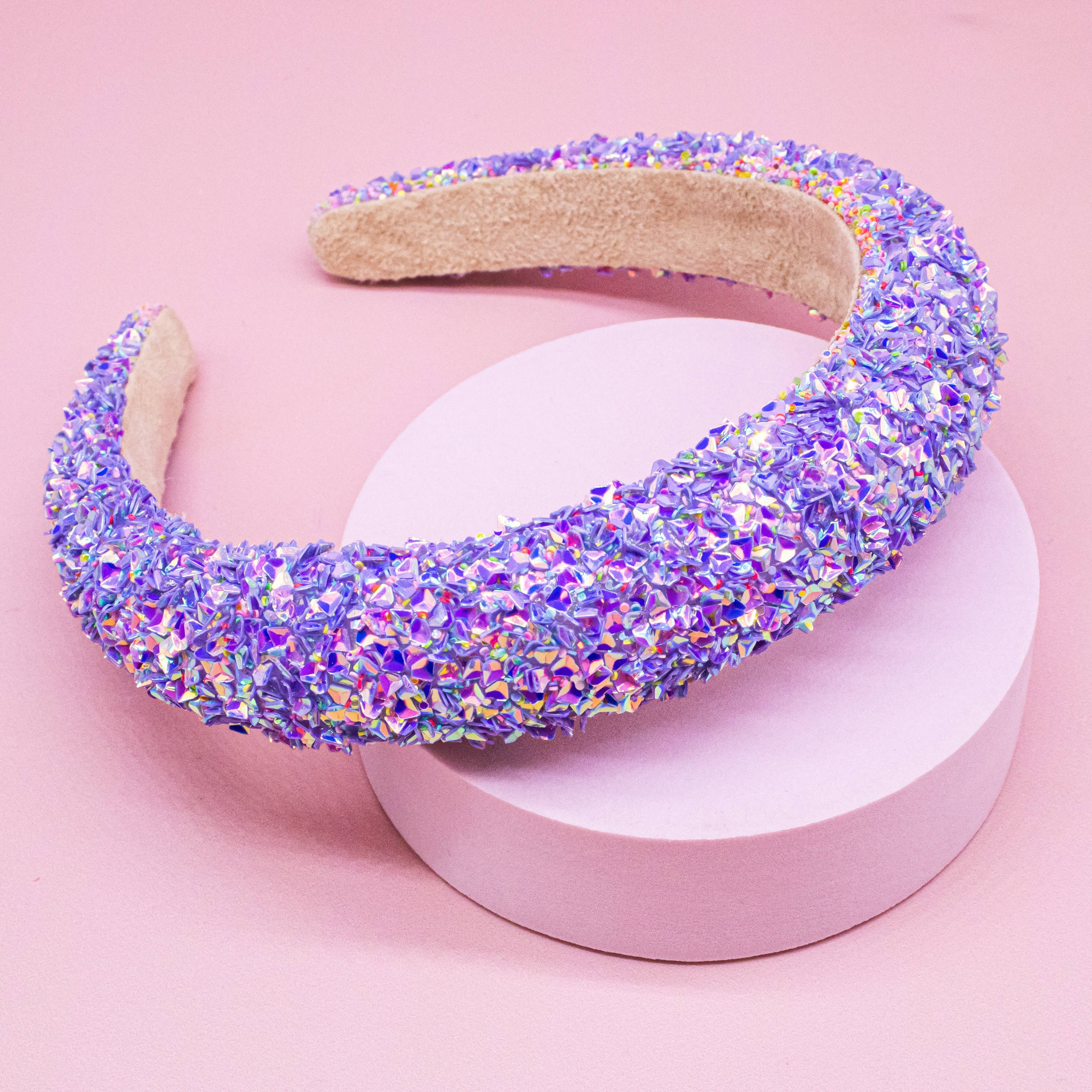 Padded Headband - Chunky Sequin | Purple