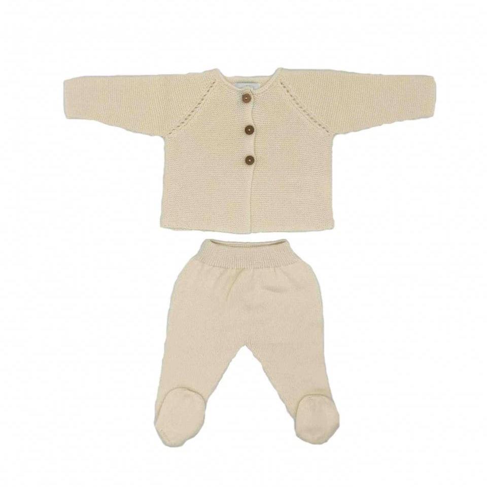 Baby Sweater and Pants Set in Ecru