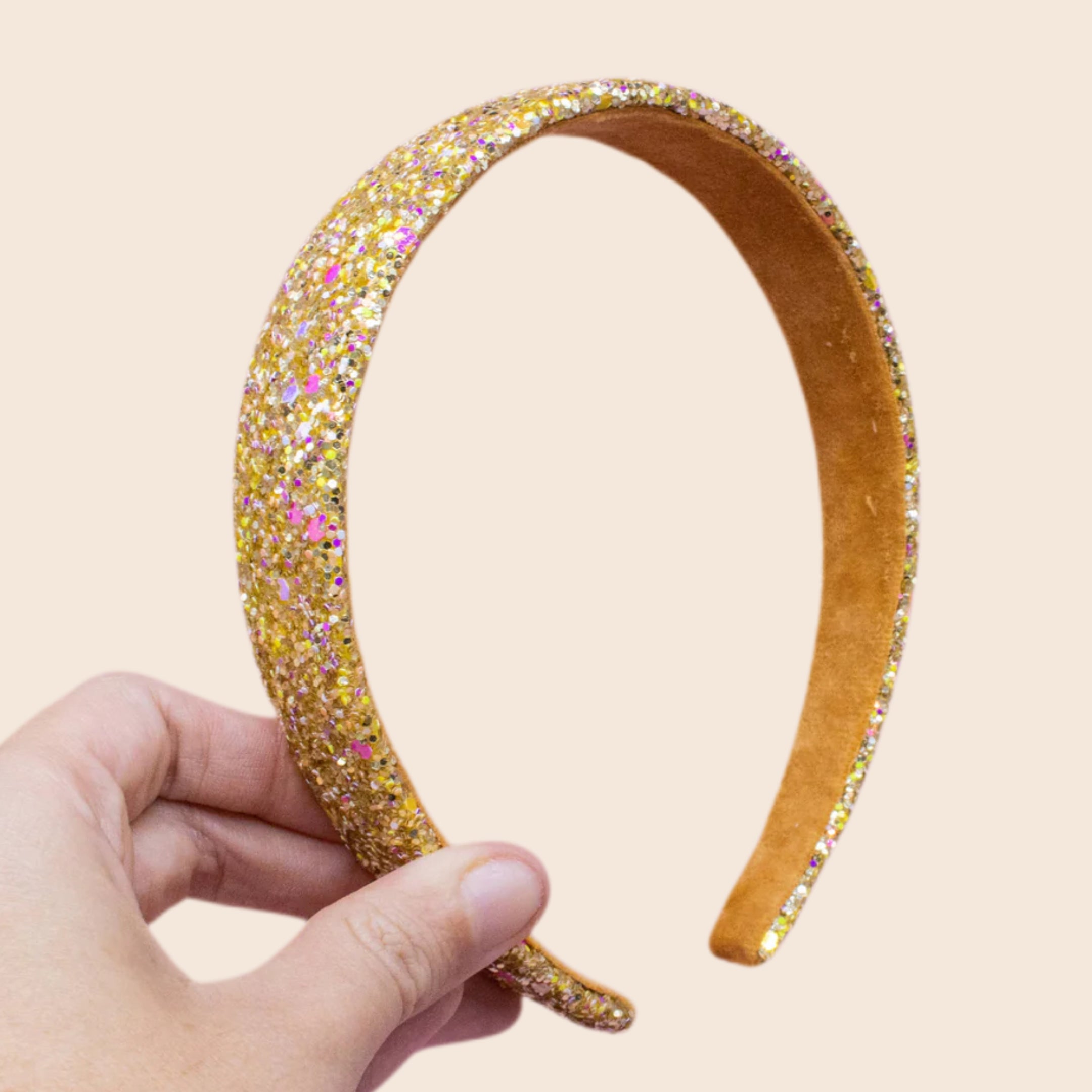 Tapered Chunky Glitter Headband | Gold