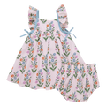 Baby Girls Ailee Dress Set - Pink Dewdrop Block Print Spring