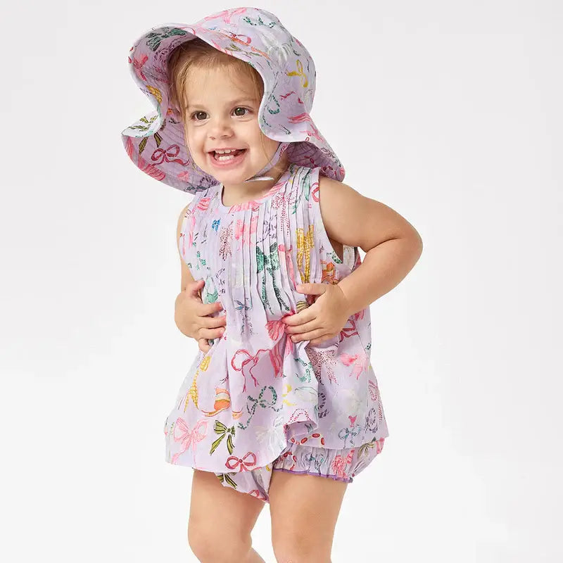 Baby Girls Sun Hat - Lavender Watercolor Bows