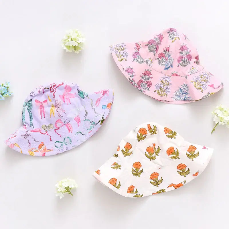 Baby Girls Sun Hat - Small Pink Flowerette