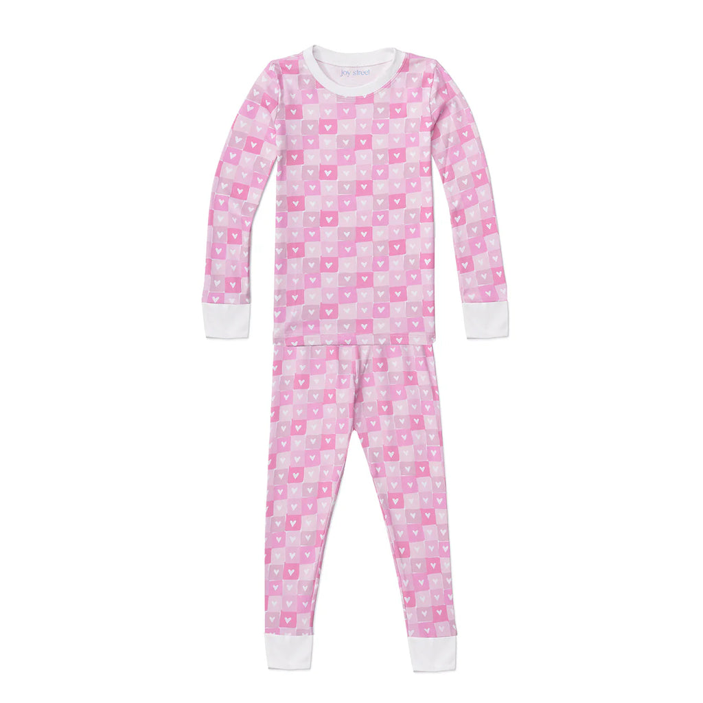 Block Hearts Two Piece Kids Pajamas