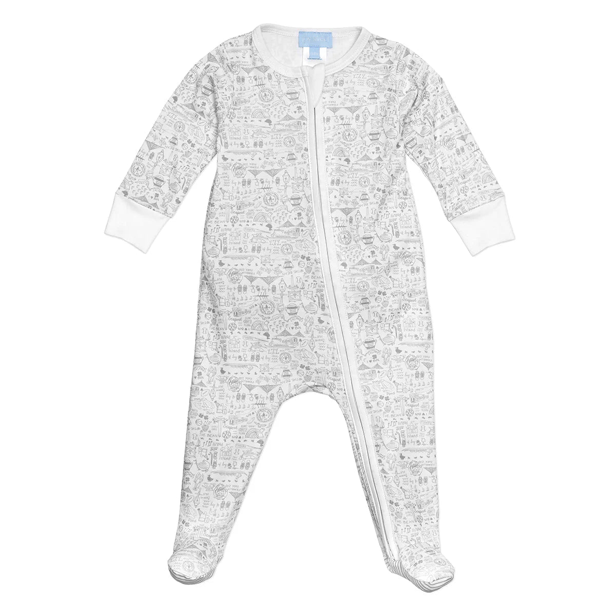 Boston Zip Baby Onesie - Cloud Grey