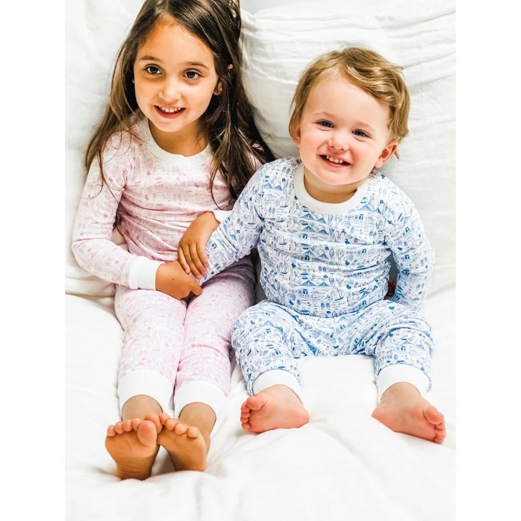 Boston Two Piece Kids Pajamas - Strawberry Ice Cream Pink