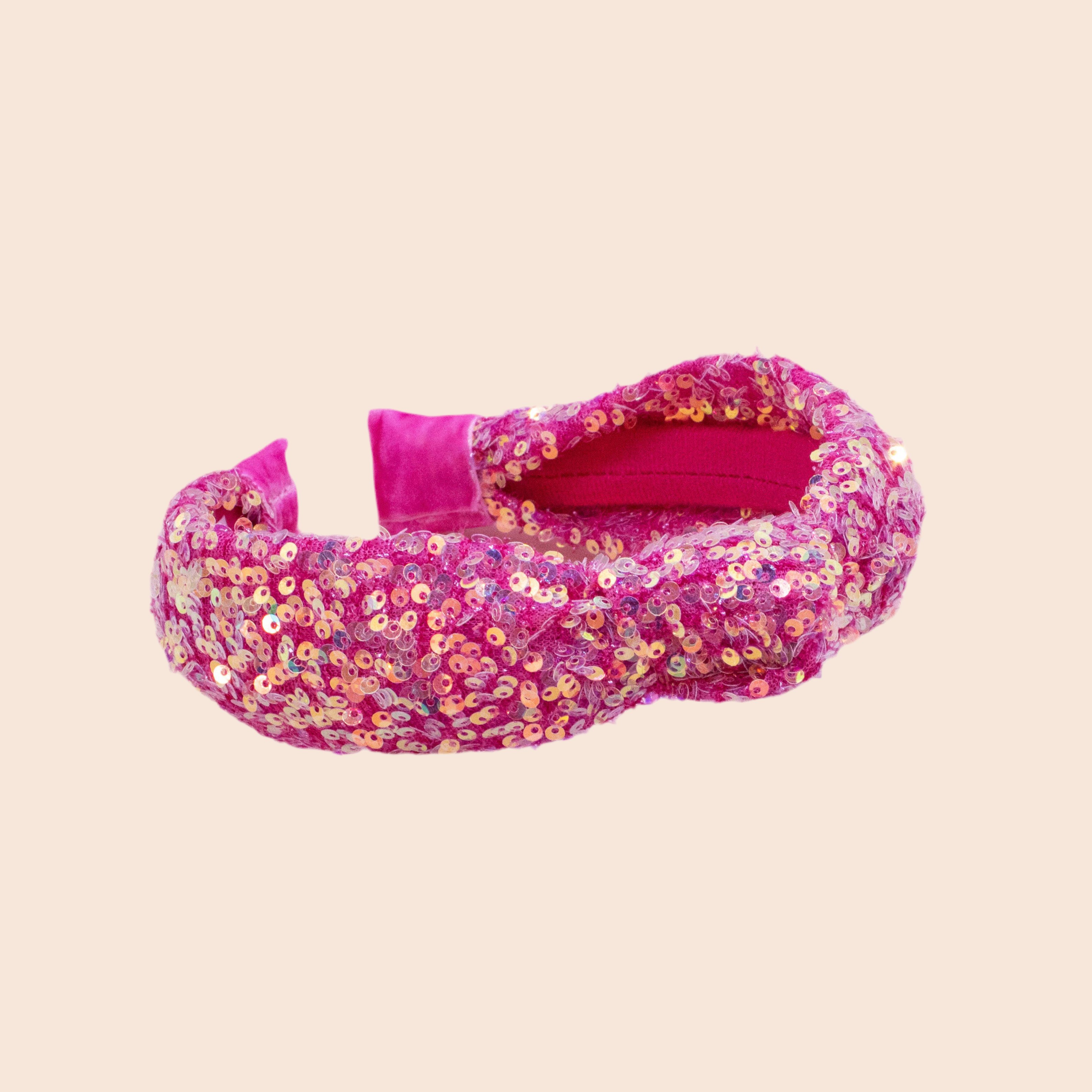 Knot Headband - Rainbow Sequin | Hot Pink