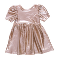 Girls Lame Laurie Dress - Champagne Textured