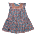 Girls Fiona Ruffle Dress - Blue Paisley