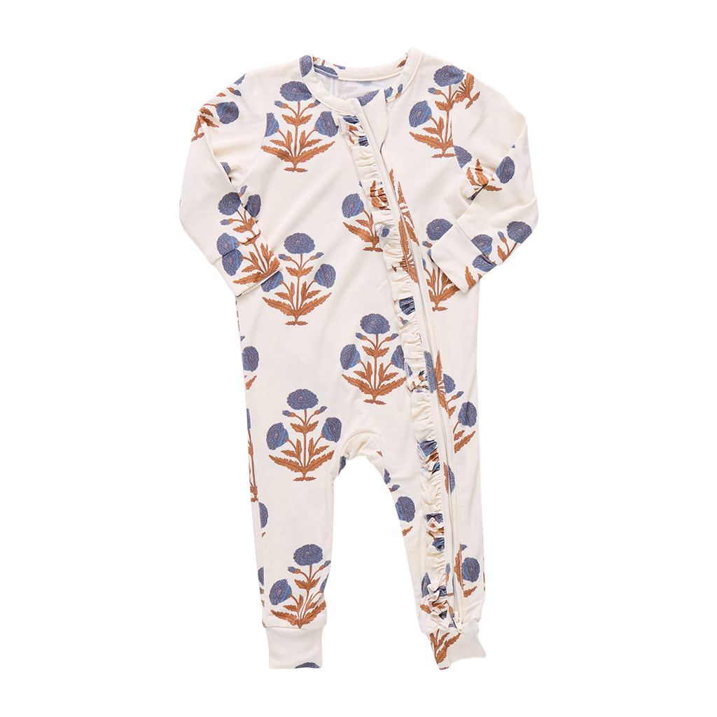 Baby Girls Ruffle Bamboo Romper - Dandelion