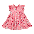 Girls Jennifer Dress - Pink Candy Cane Santa