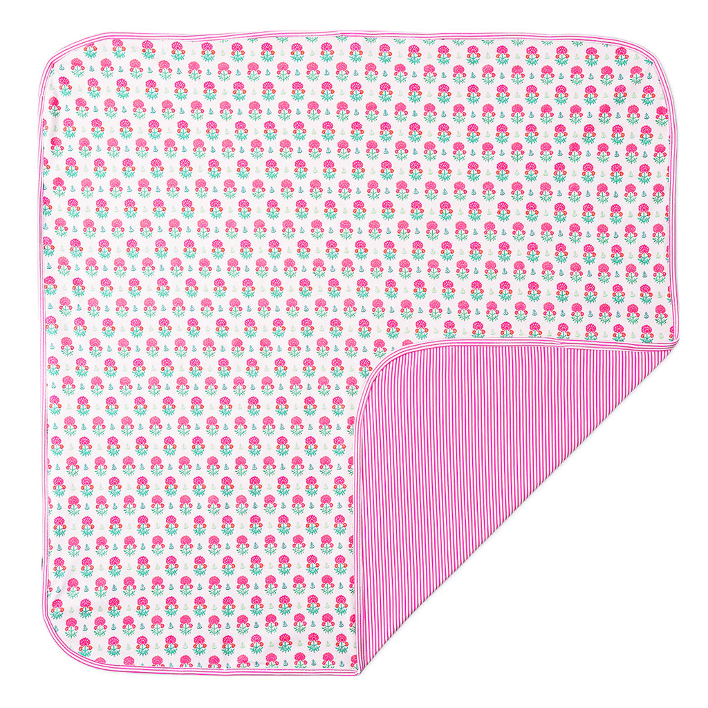Geranium Block Printed Baby Blanket