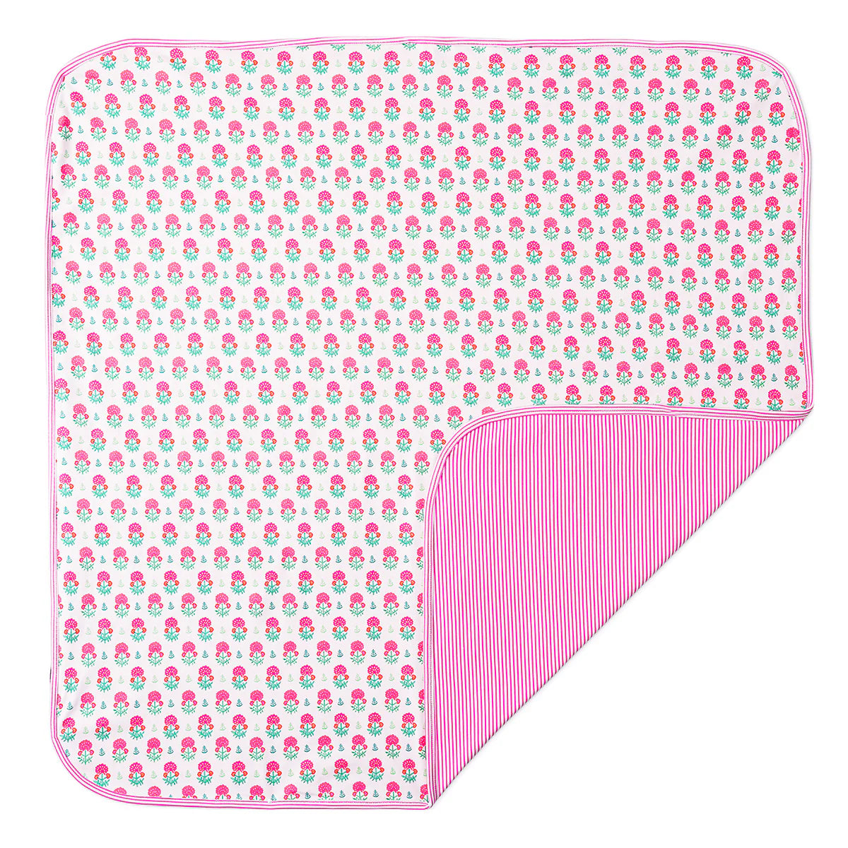 Geranium Block Printed Baby Blanket